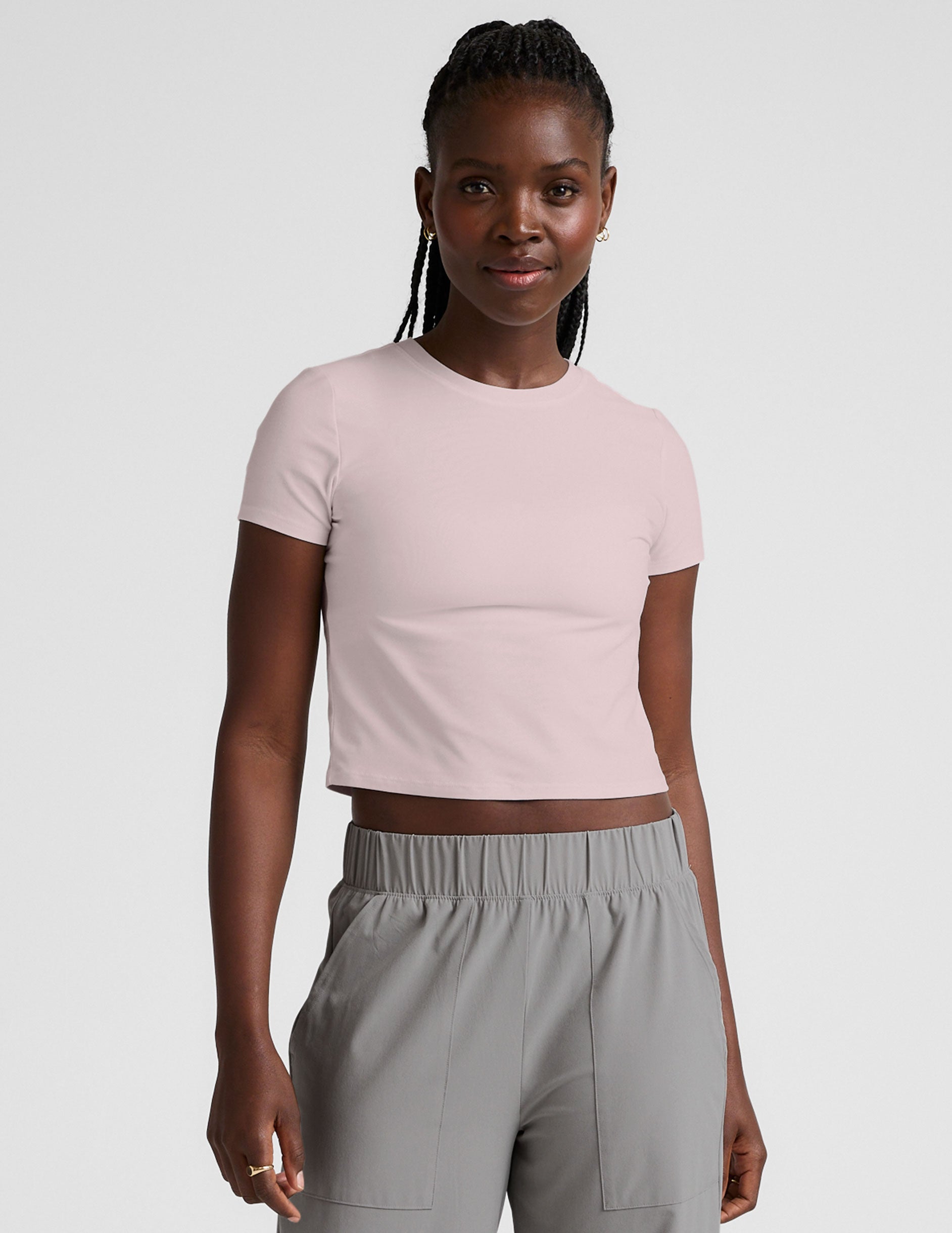 Featherweight Cropped Tee - Pale Pink Heather