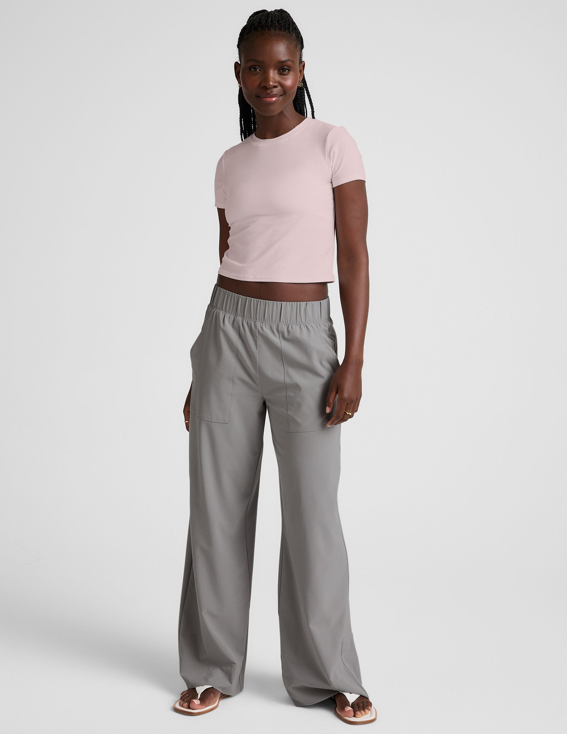 Featherweight Cropped Tee - Pale Pink Heather