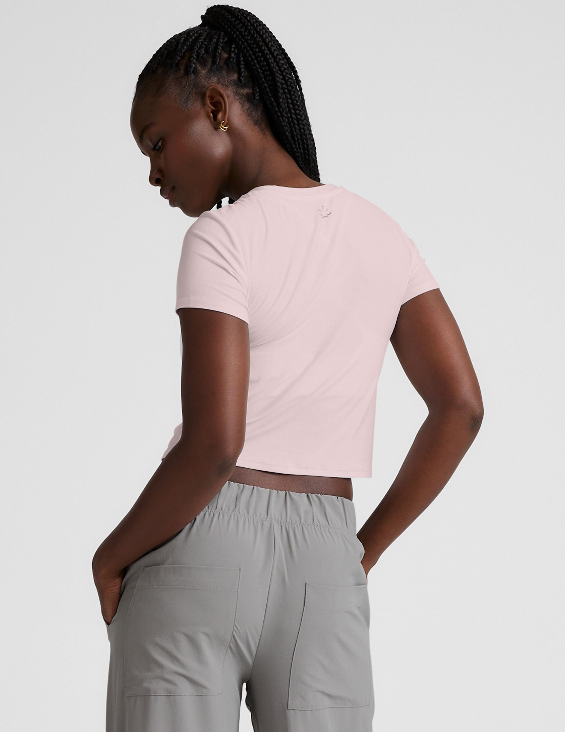 Featherweight Cropped Tee - Pale Pink Heather