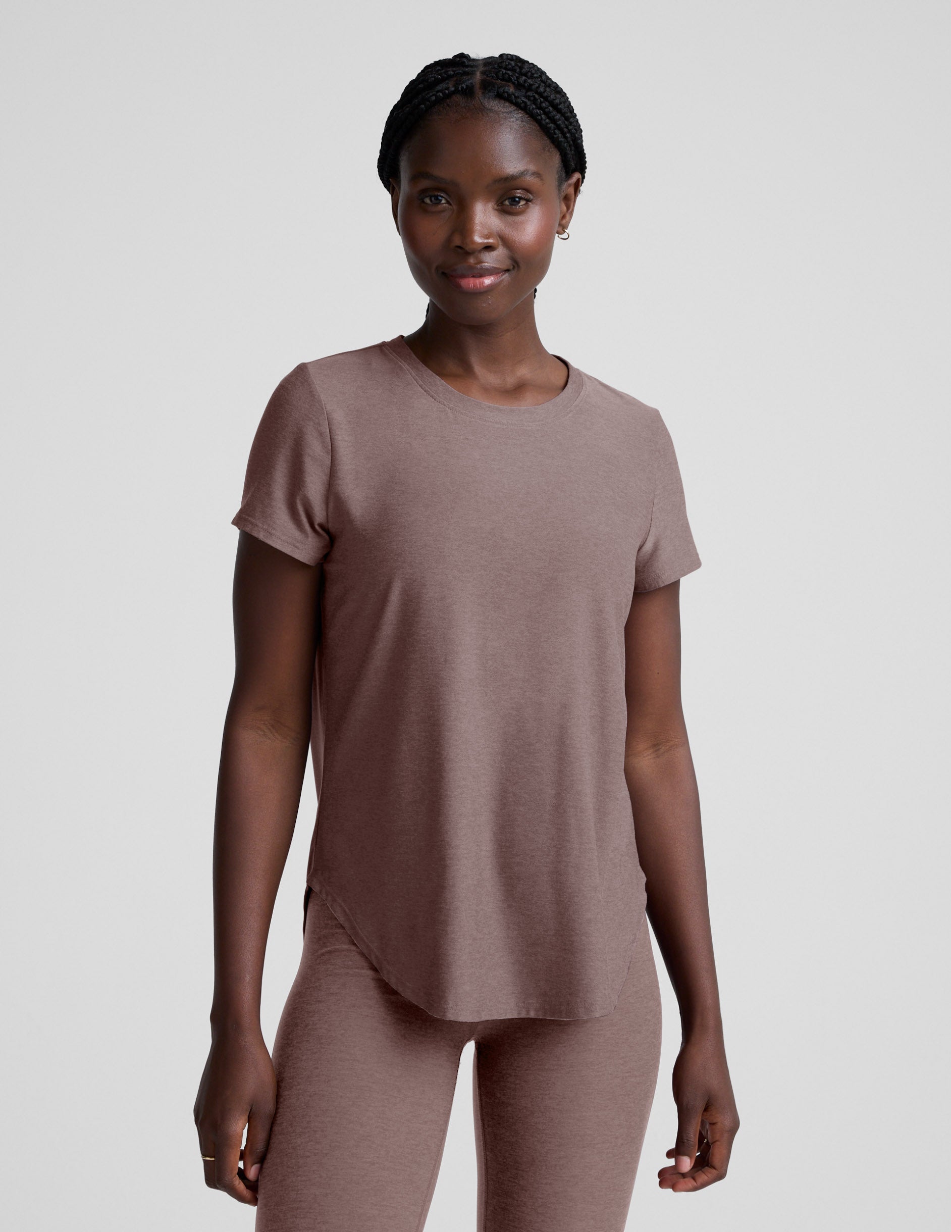 Featherweight On The Down Low Tee - Rosey Taupe Heather