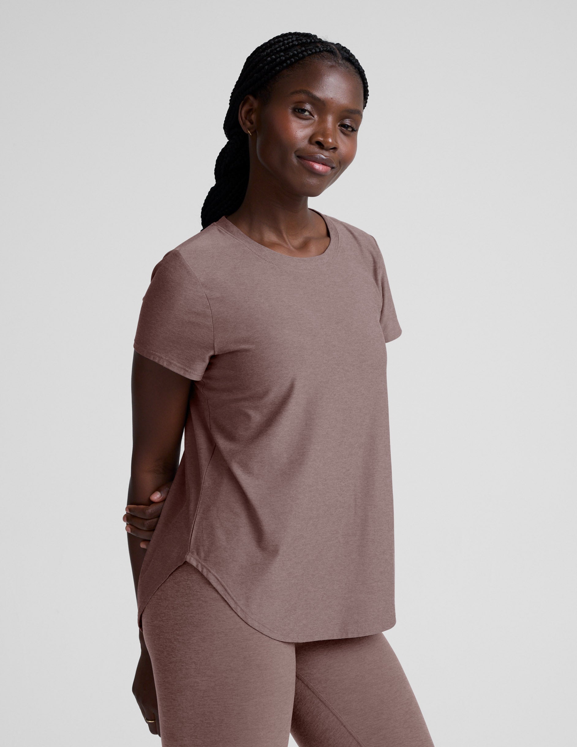 Featherweight On The Down Low Tee - Rosey Taupe Heather