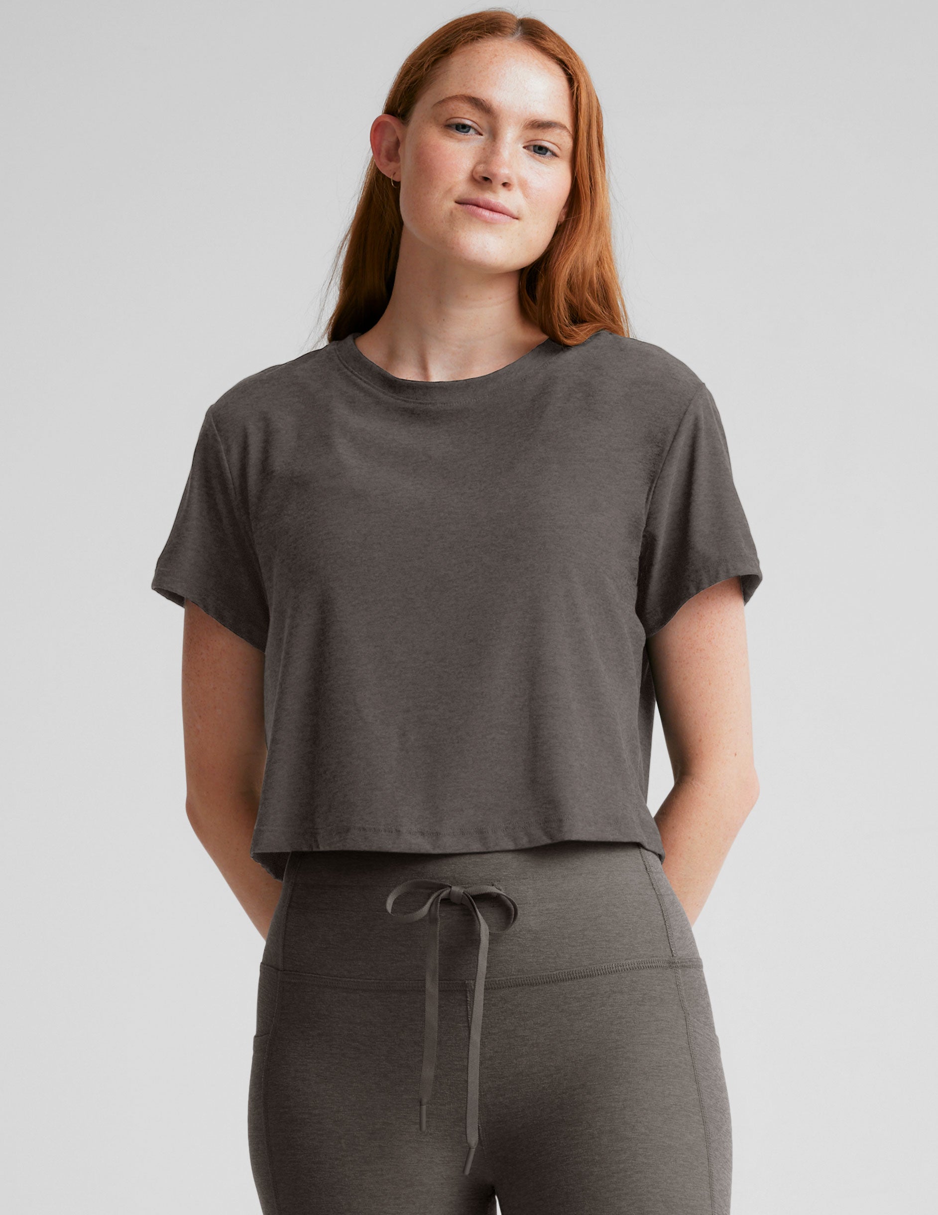 Featherweight Supreme Cropped Tee - True Gray Heather