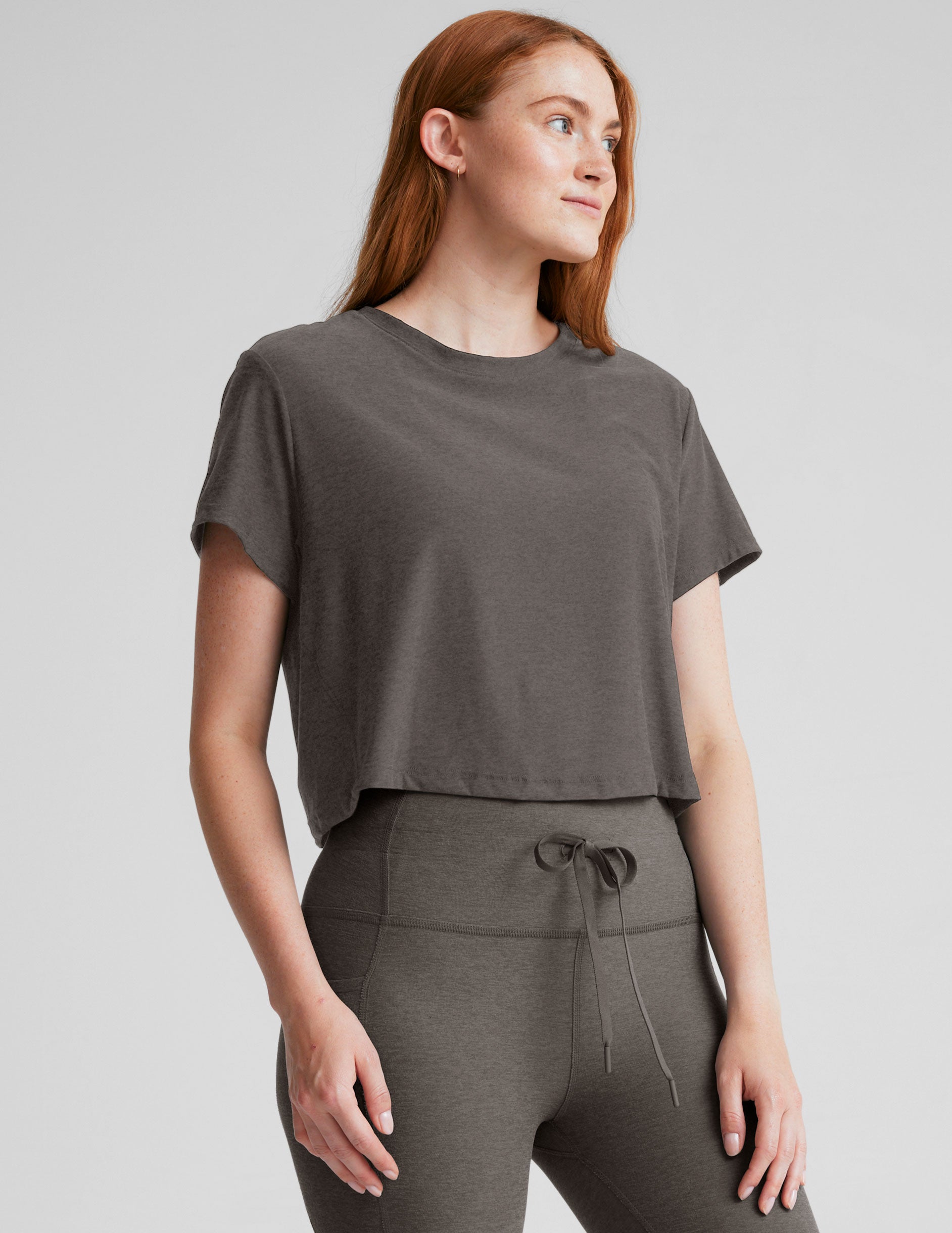 Featherweight Supreme Cropped Tee - True Gray Heather