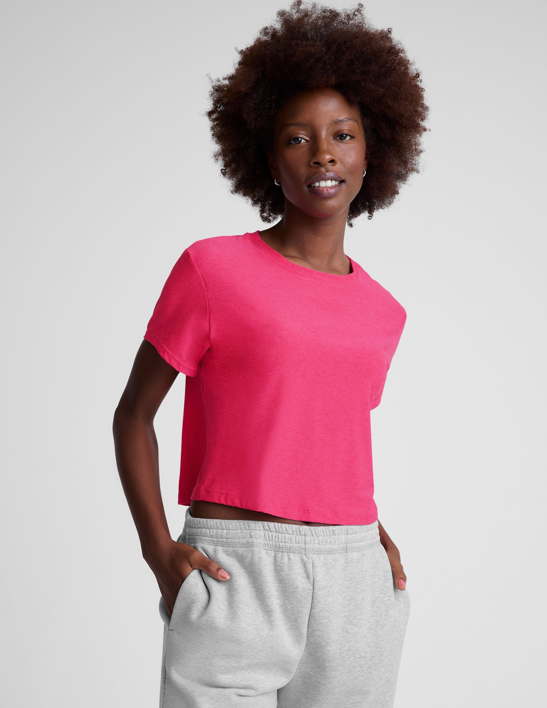 Featherweight Supreme Cropped Tee - Vivid Pink Heather