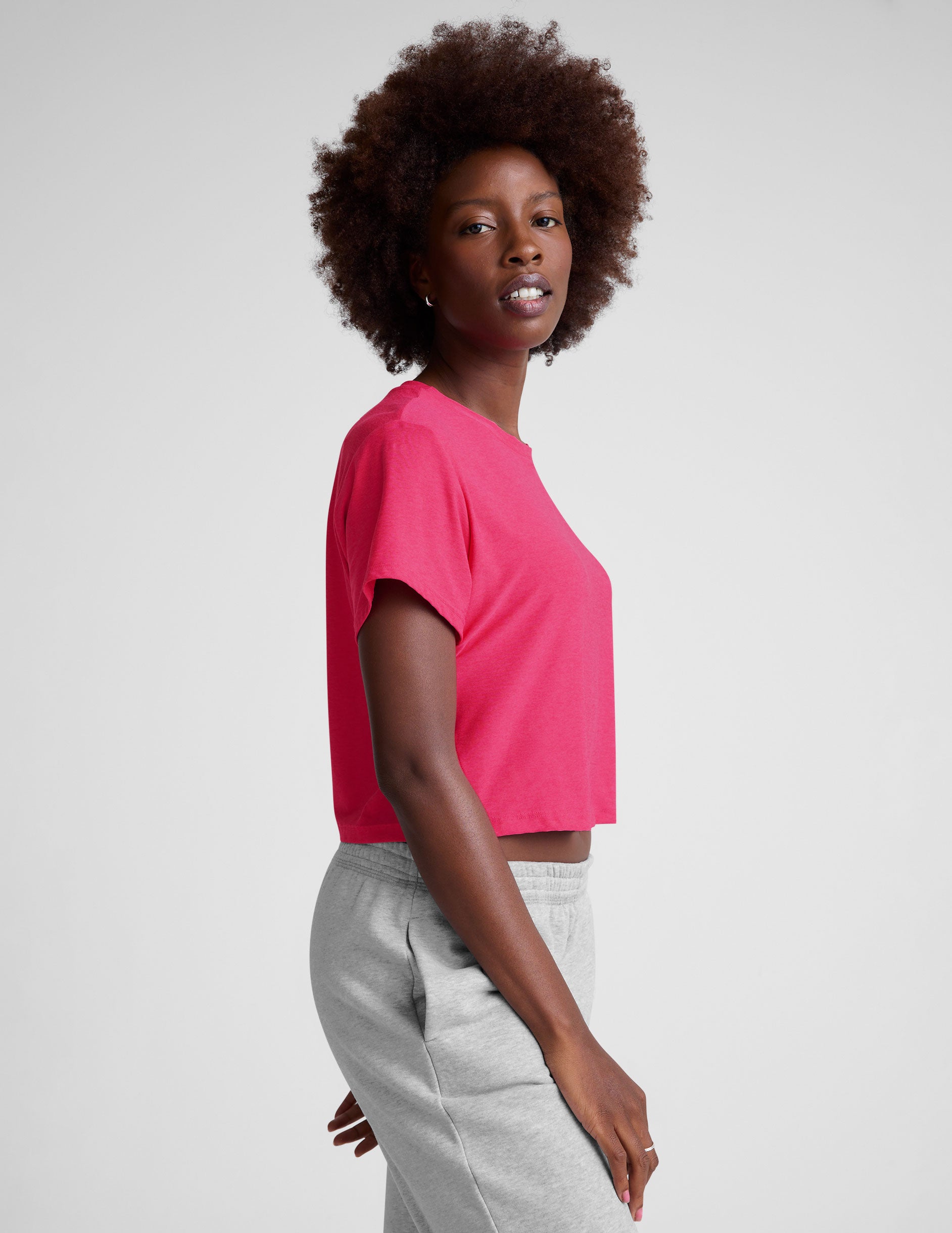 Featherweight Supreme Cropped Tee - Vivid Pink Heather
