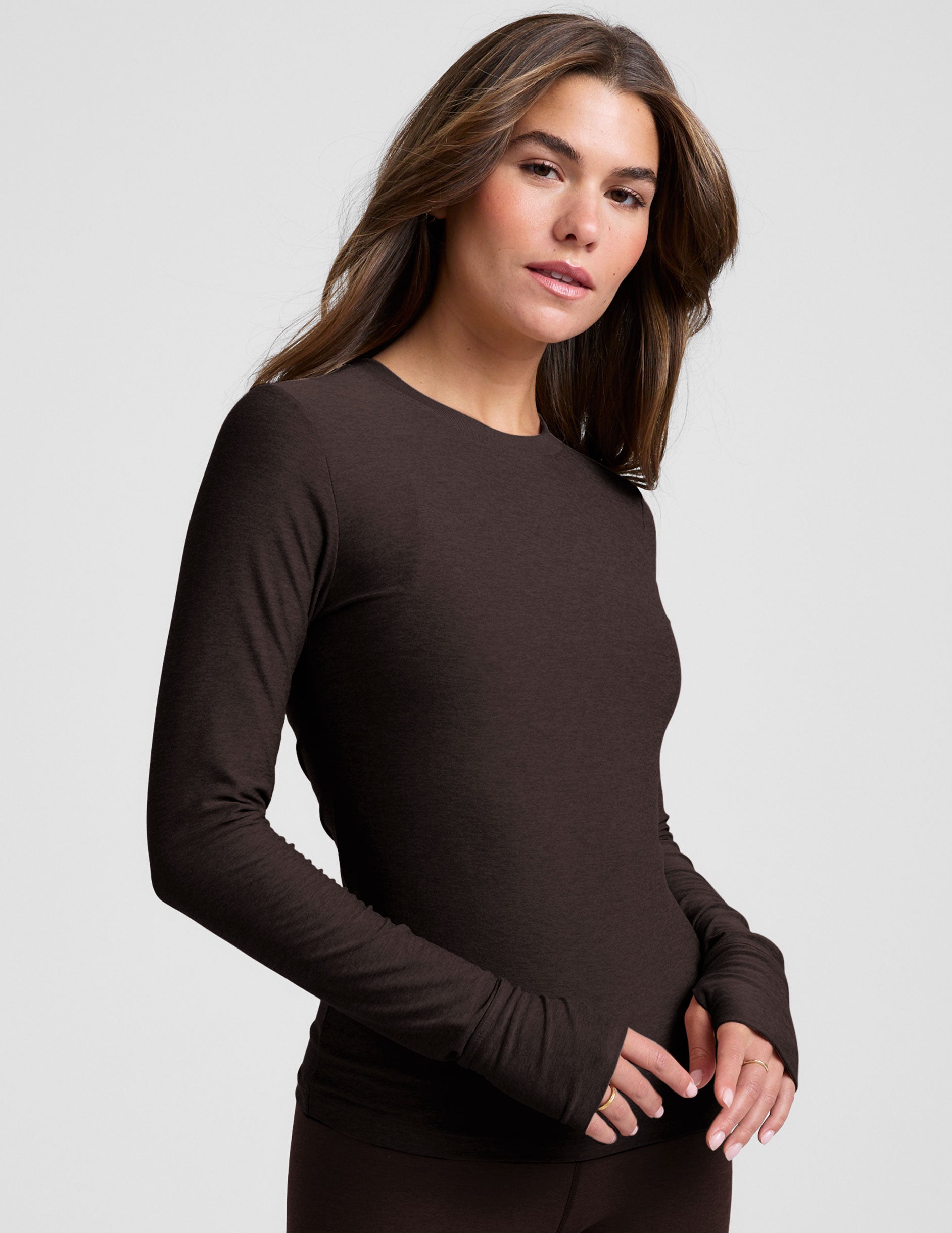 Featherweight Select Long Sleeve Crew - Dark Chocolate Heather