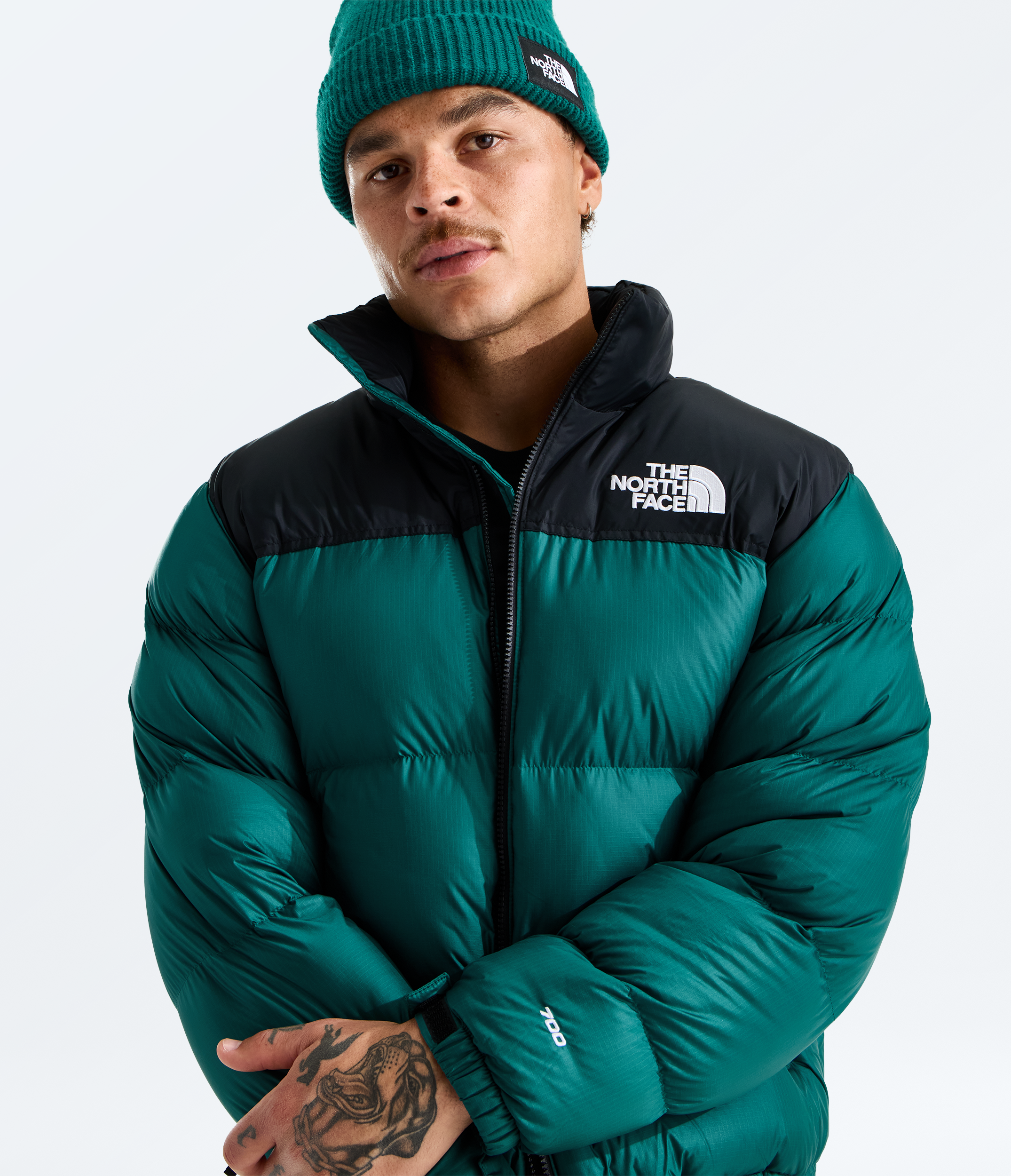 Mens 1996 Retro Nuptse Jacket TNF Pacific TealTNF Black HERO3