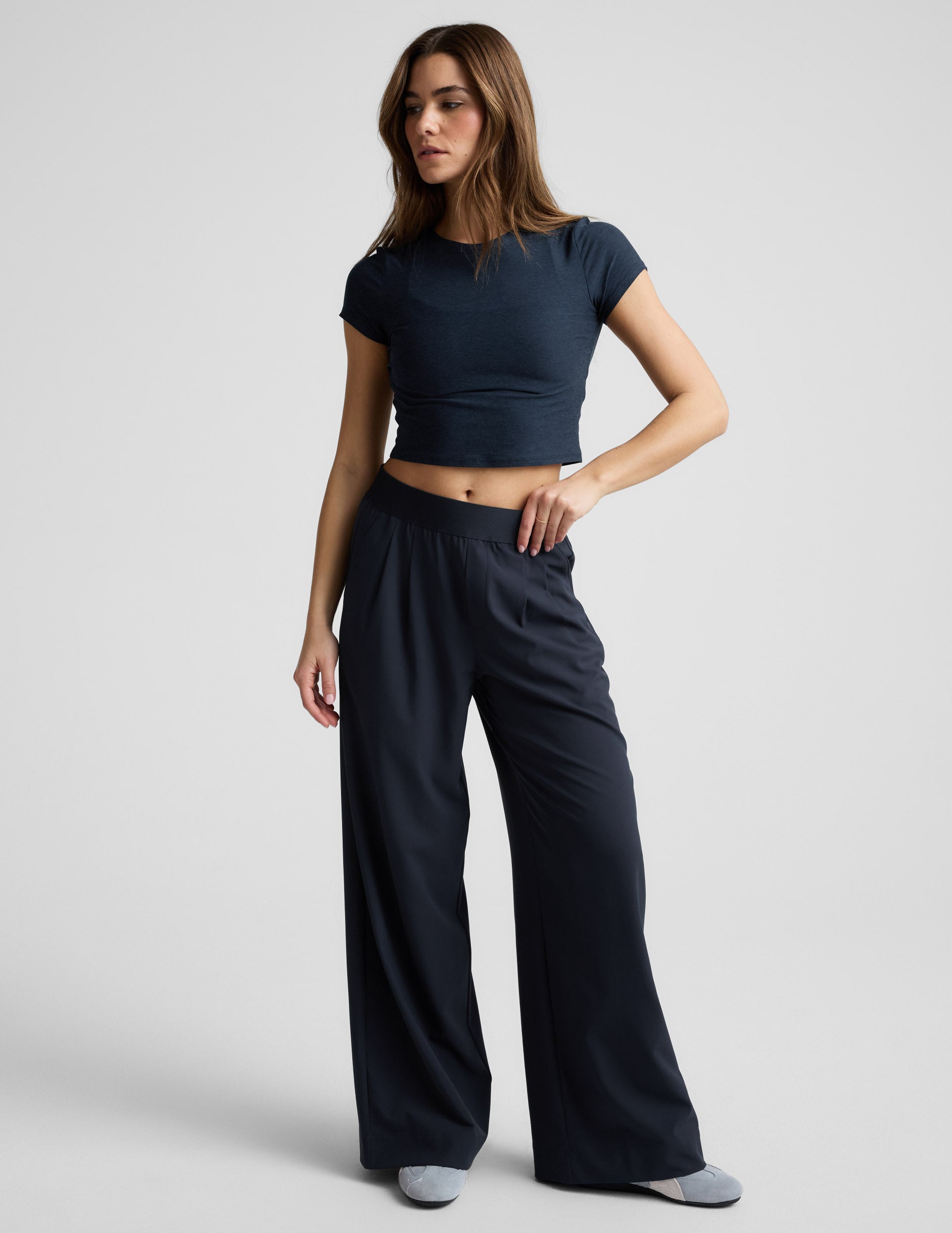 Elasticated Wide Leg Pant 29" - Nocturnal Navy