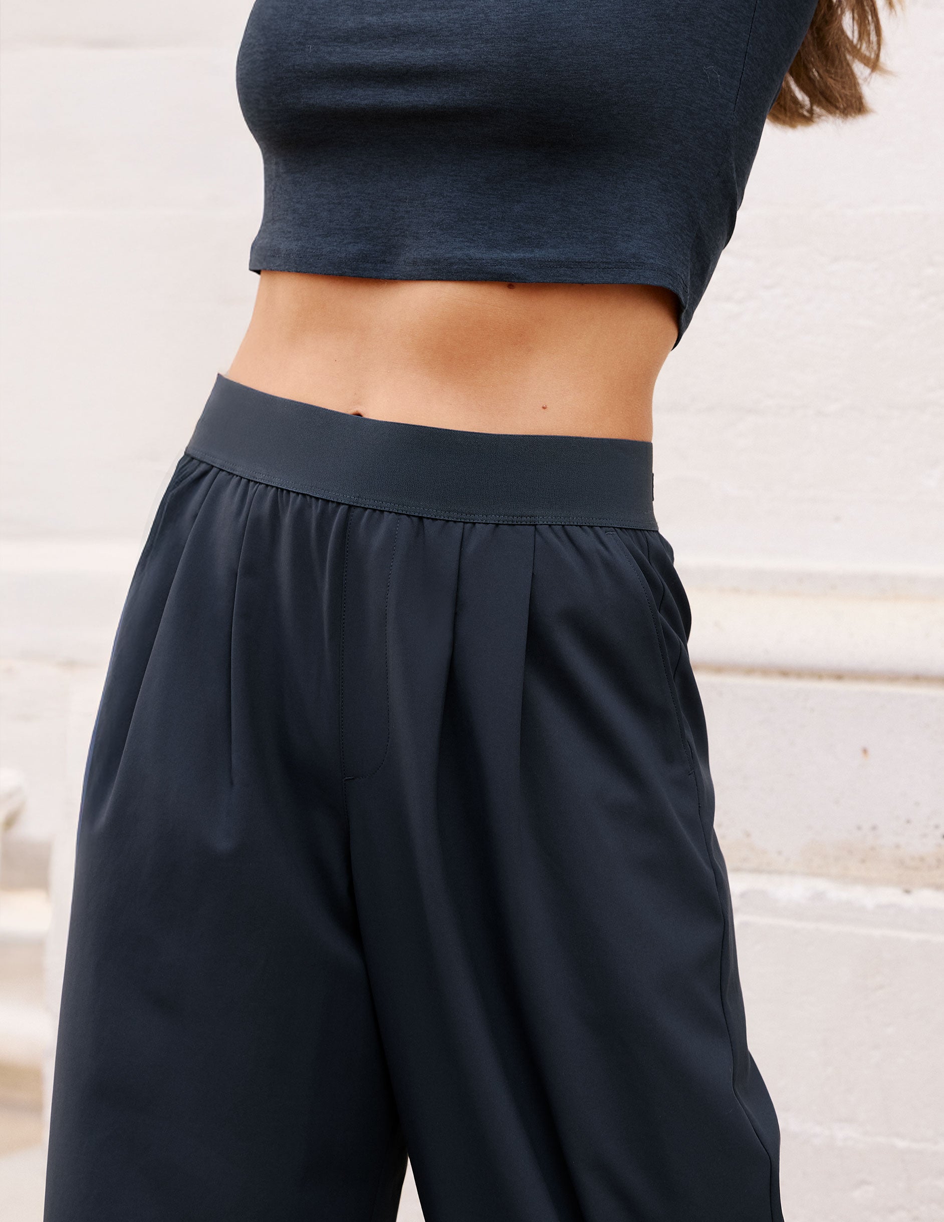 Elasticated Wide Leg Pant 29" - Nocturnal Navy