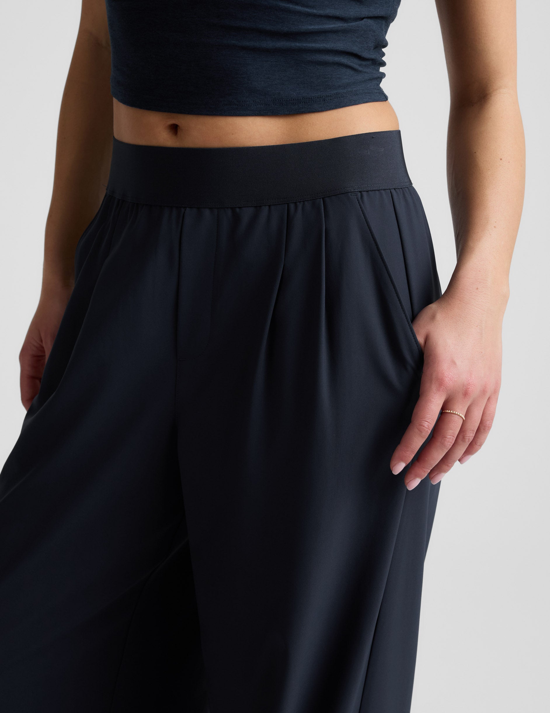 Elasticated Wide Leg Pant 29" - Nocturnal Navy