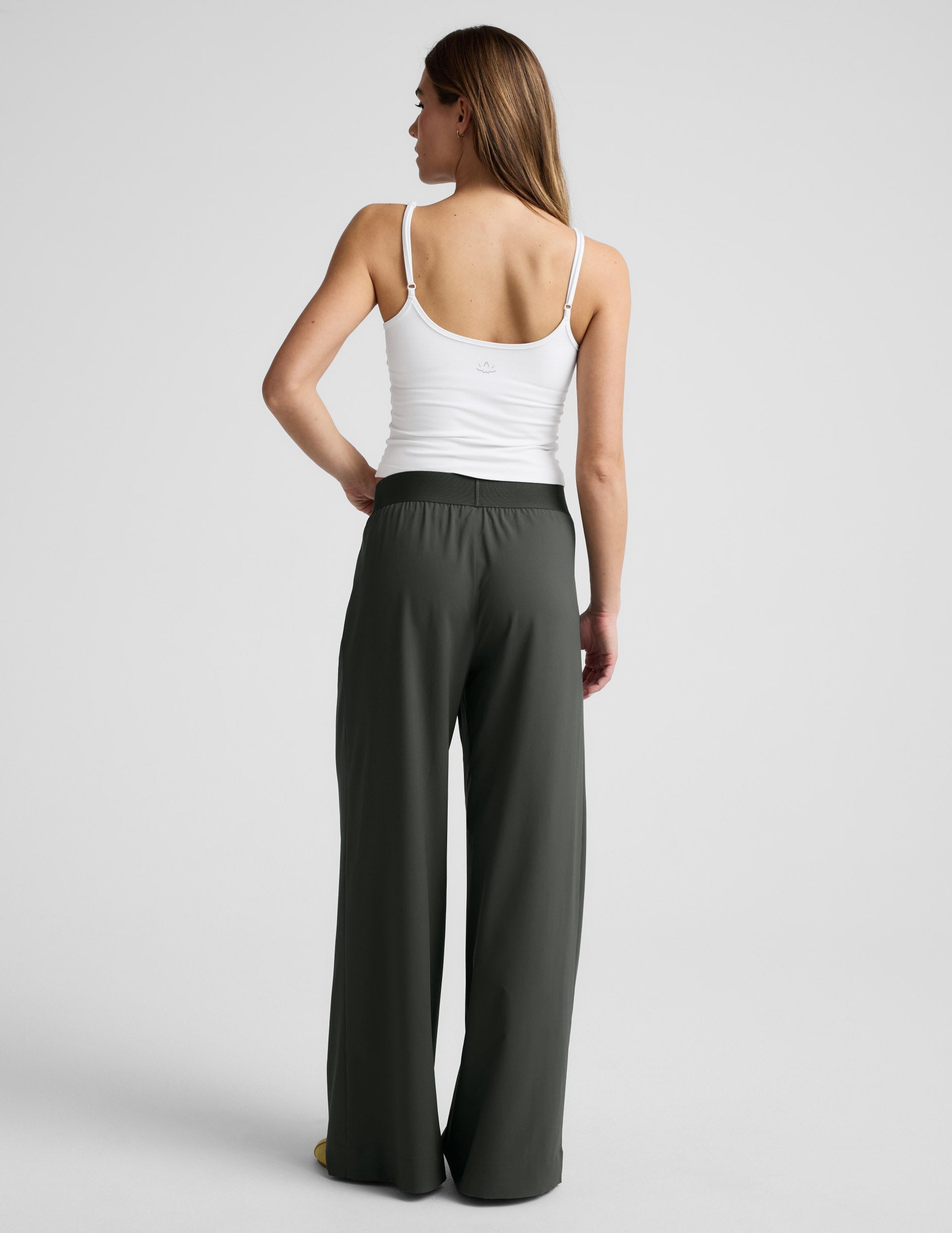 Elasticated Wide Leg Pant 29" - Slate Green