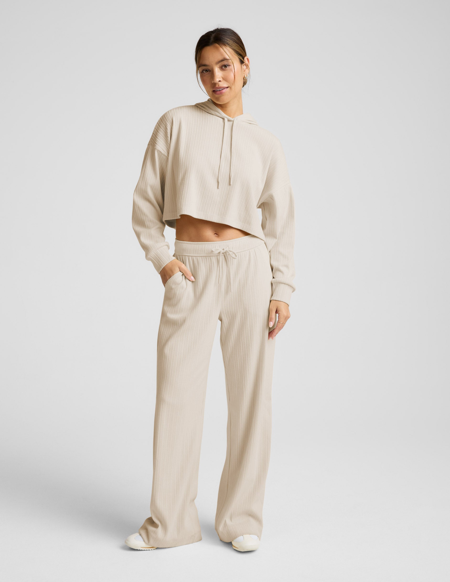 Breathe Easy Ribbed Wide Leg Pant - Ivory