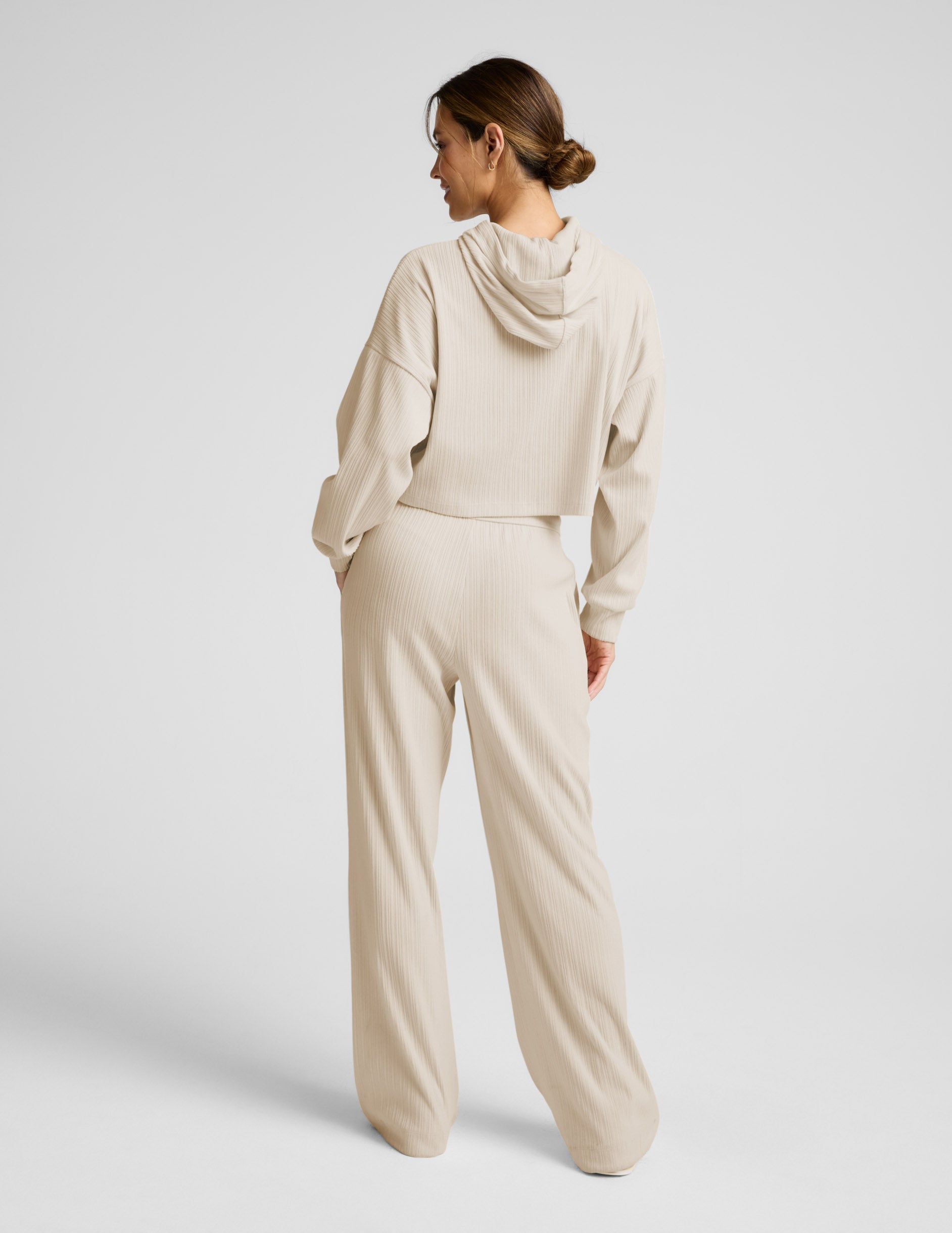 Breathe Easy Ribbed Wide Leg Pant - Ivory