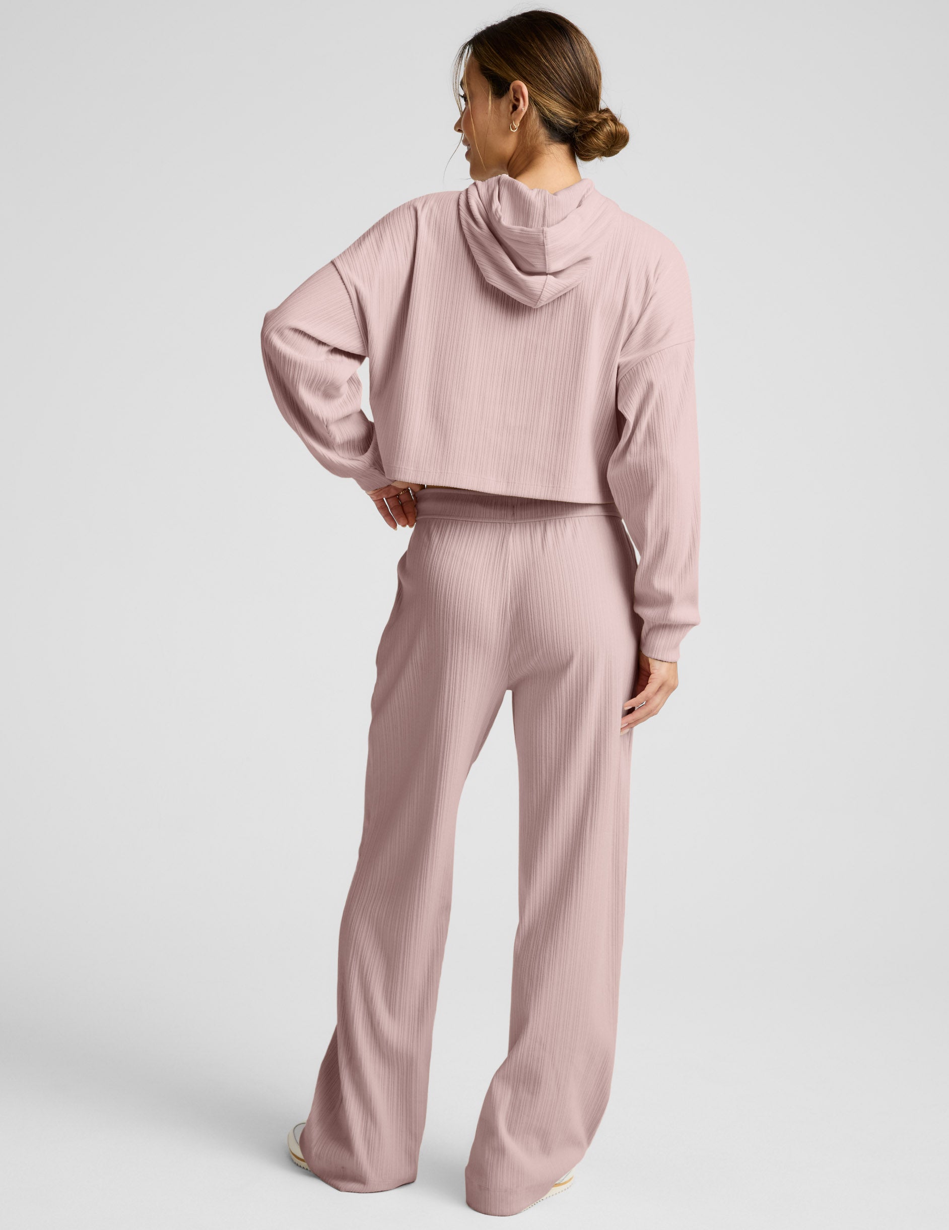Breathe Easy Ribbed Wide Leg Pant - Pale Pink