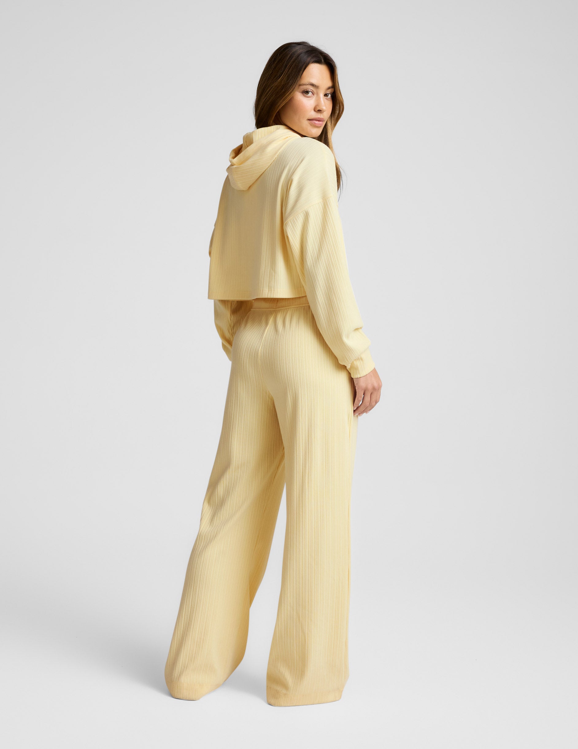 Breathe Easy Ribbed Wide Leg Pant - Yellow Swirl