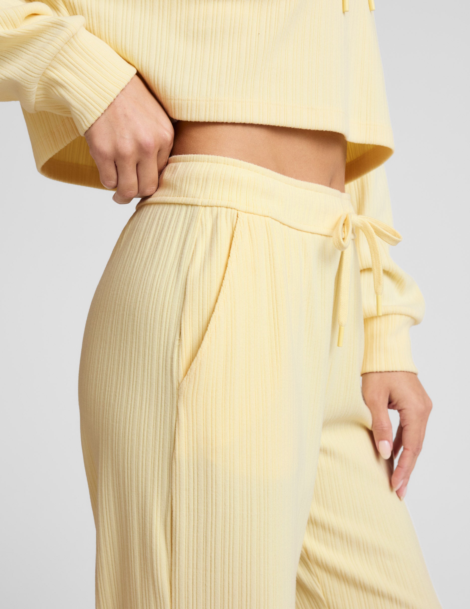 Breathe Easy Ribbed Wide Leg Pant - Yellow Swirl