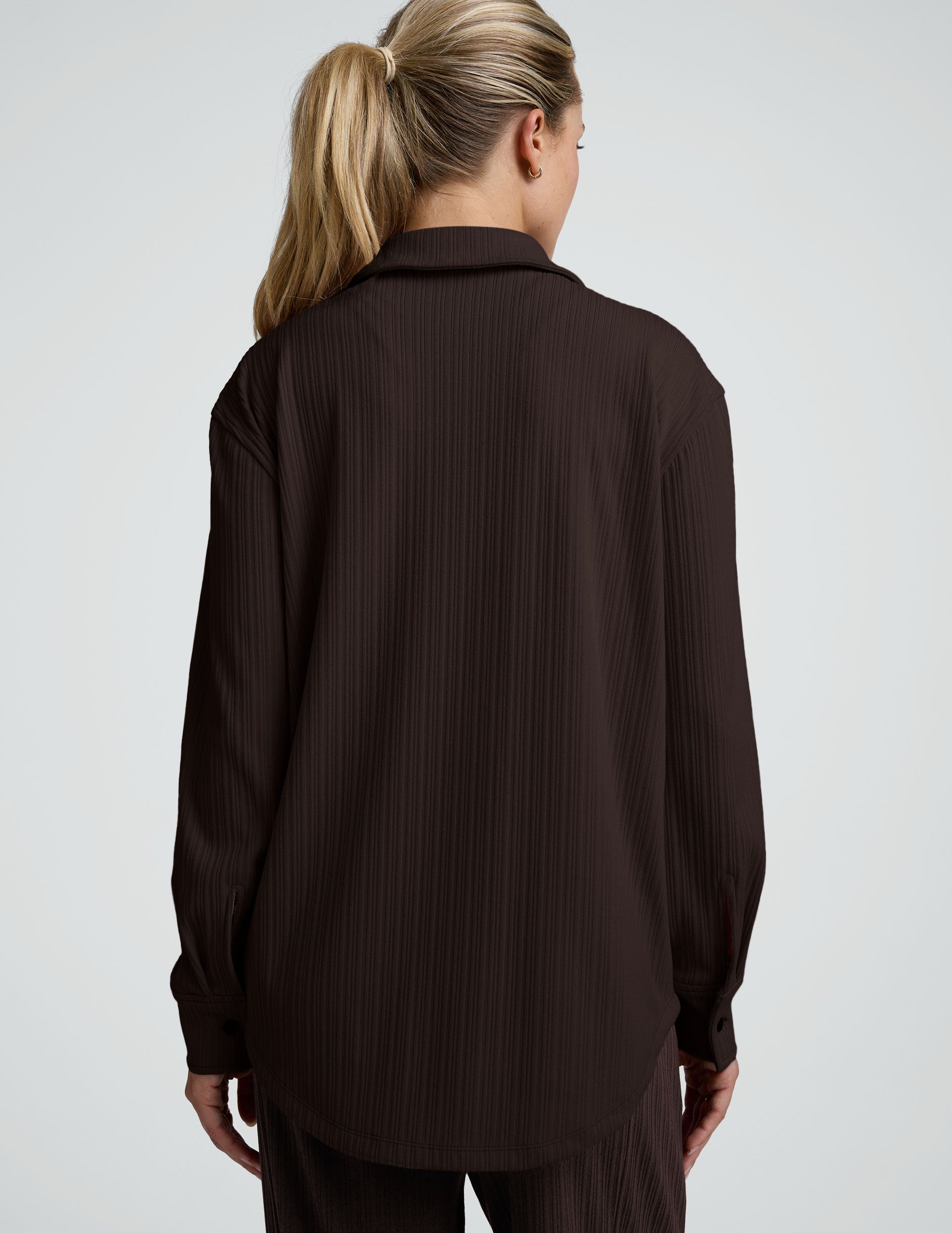 Breathe Easy Ribbed Front Shirt - Dark Chocolate