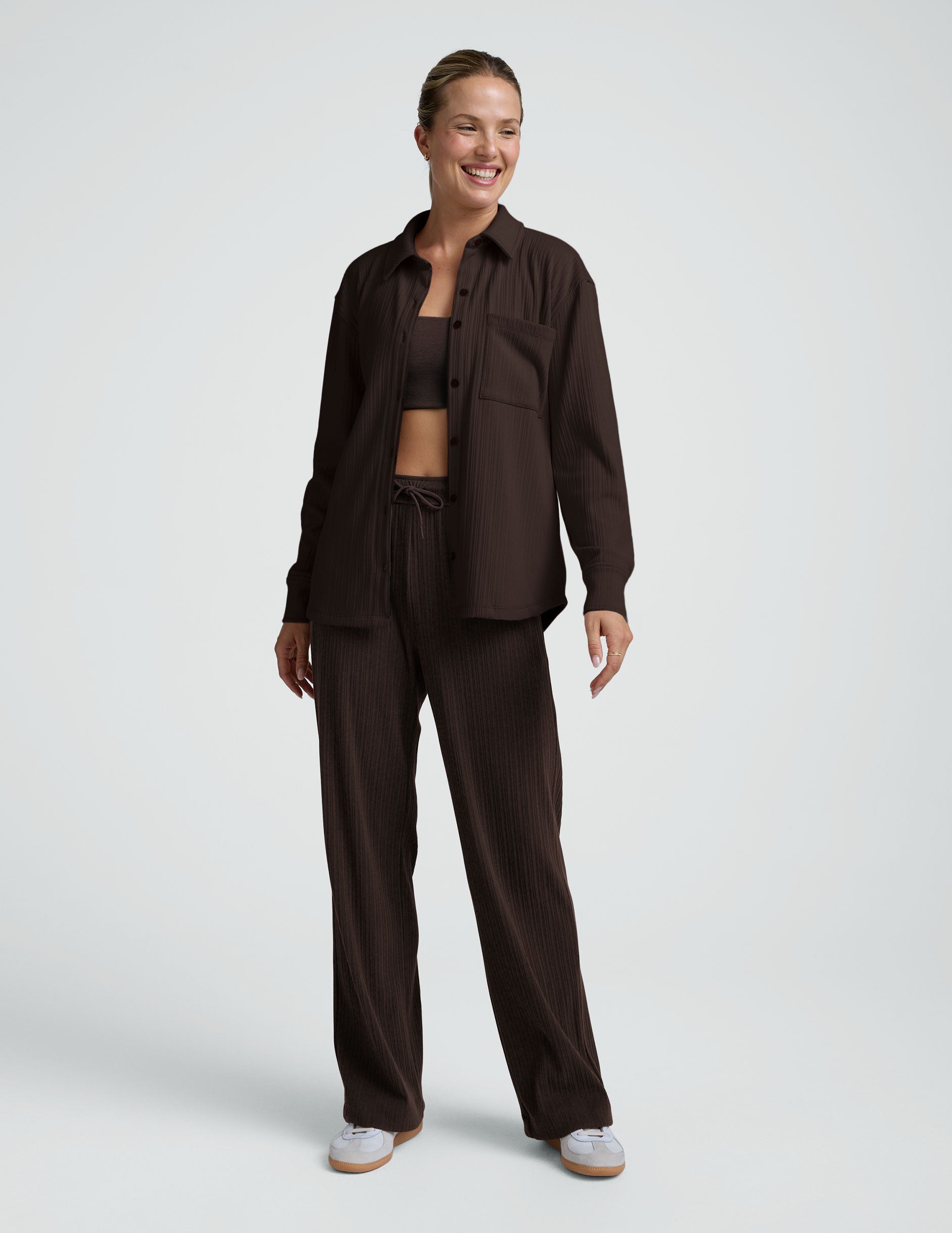 Breathe Easy Ribbed Front Shirt - Dark Chocolate