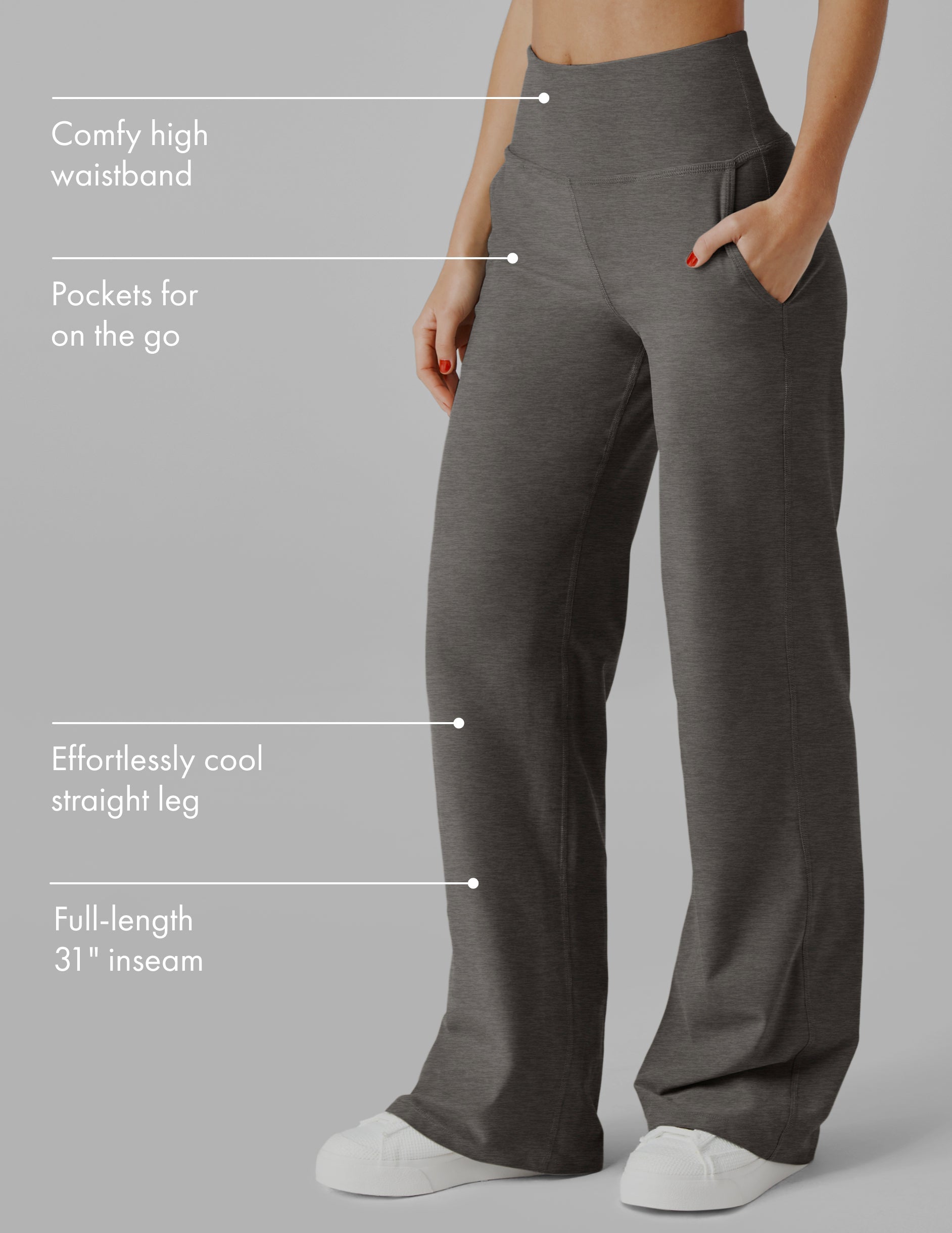 Spacedye™ Laid Back Wide Leg Pant 31" - True Gray Heather