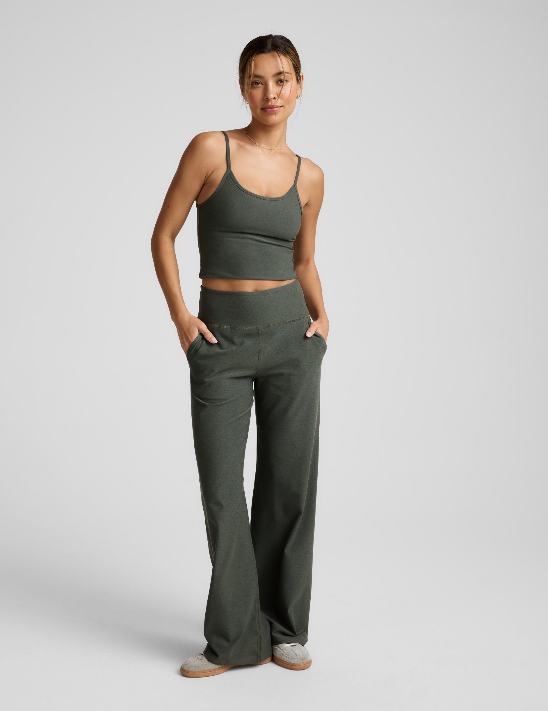 Spacedye™ Laid Back Wide Leg Pant 31" - Dusty Forest Heather