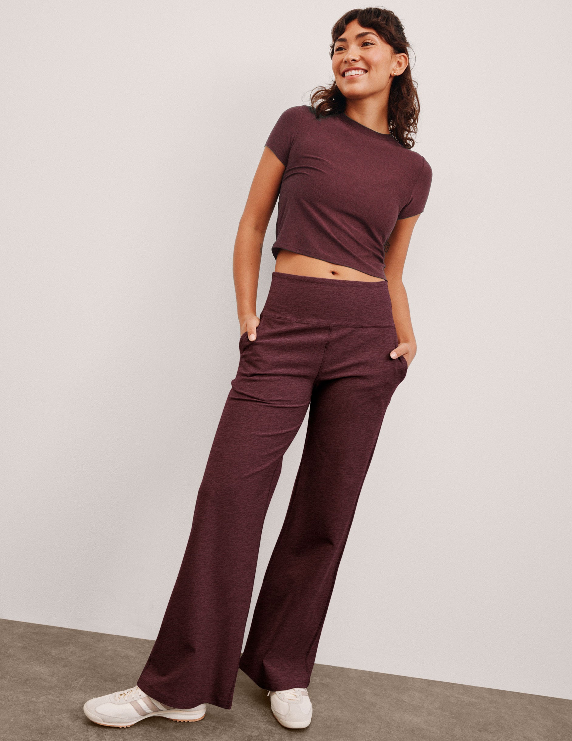 Spacedye™ Laid Back Wide Leg Pant 29" - Midnight Burgundy Heather