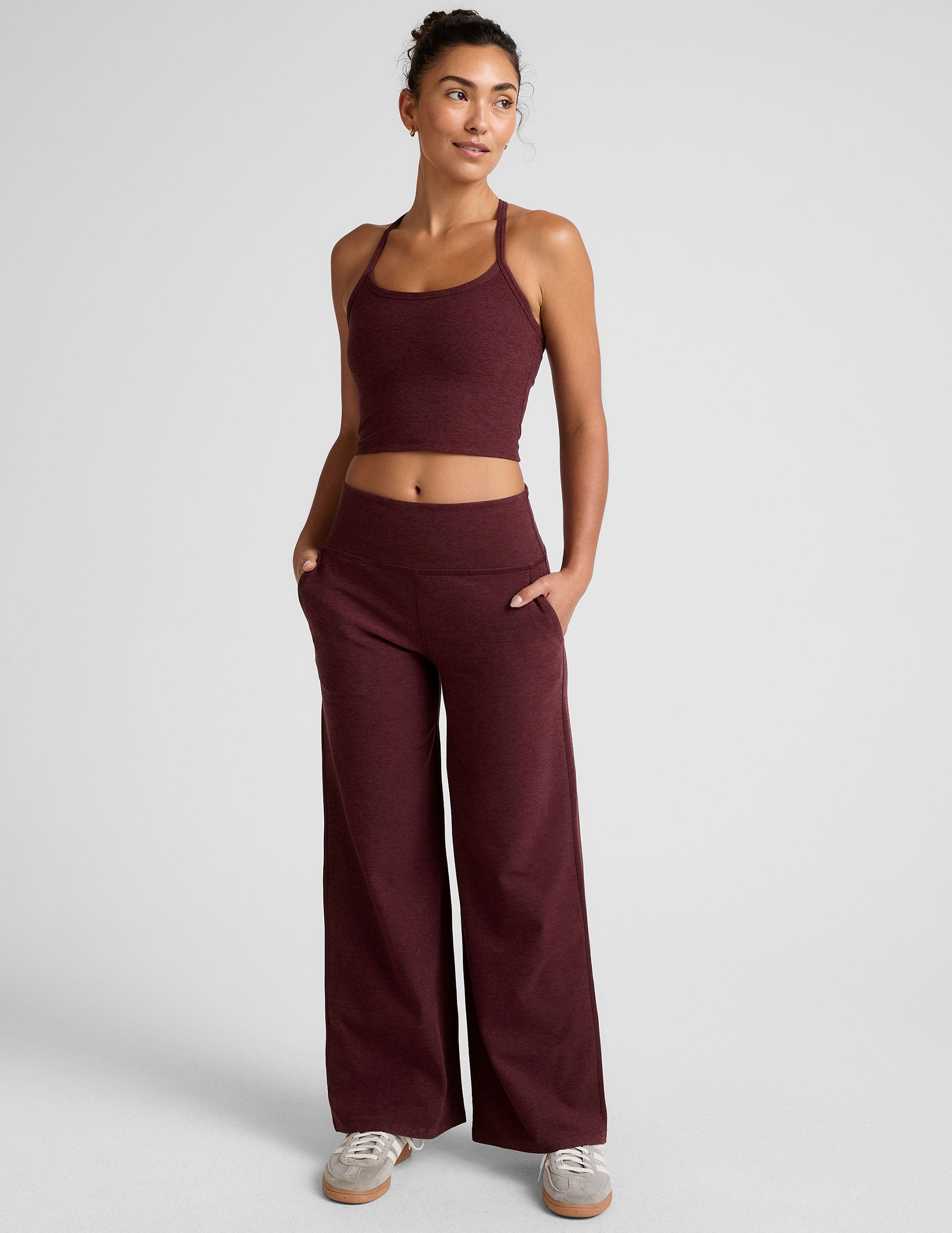 Spacedye™ Laid Back Wide Leg Pant 29" - Midnight Burgundy Heather