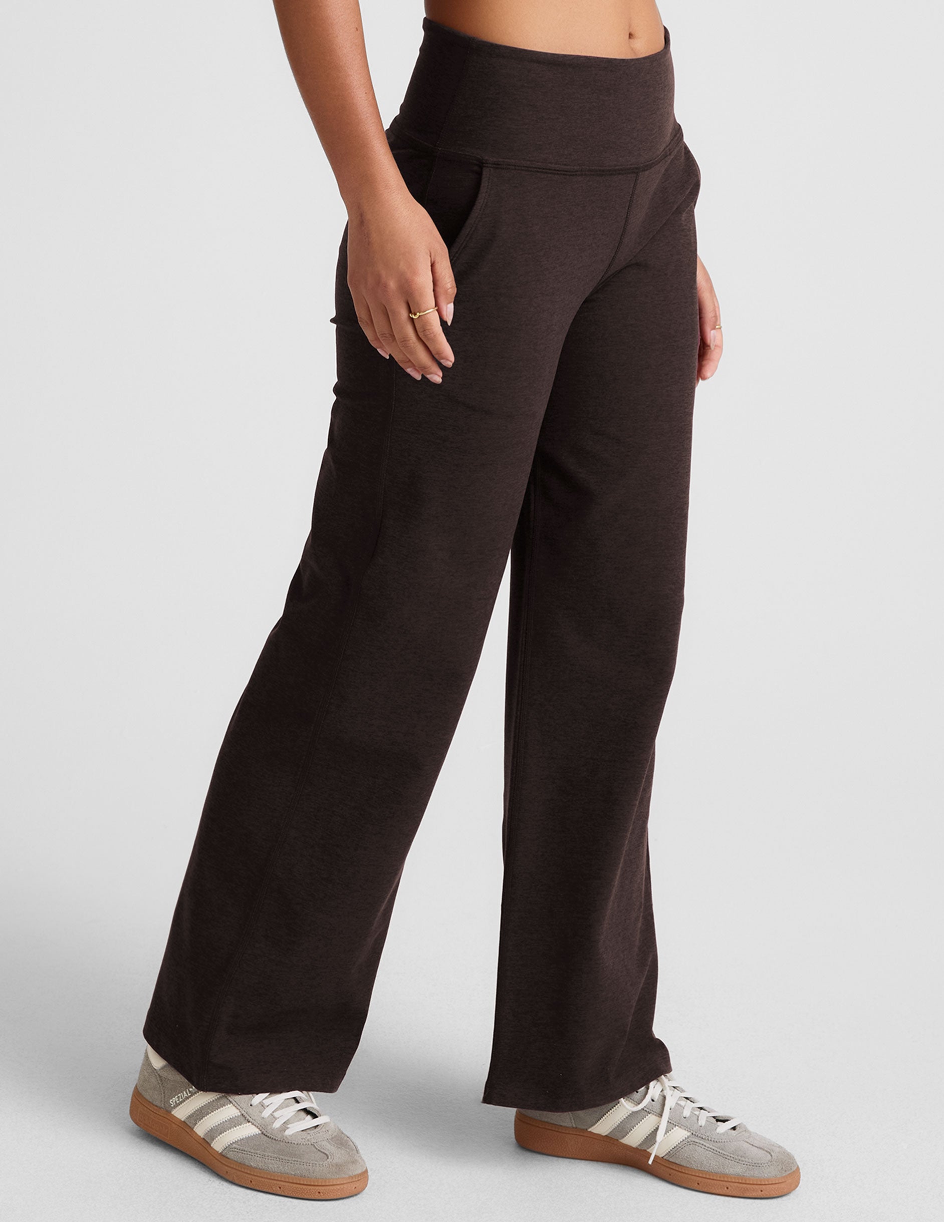 Spacedye™ Laid Back Wide Leg Pant 31" - Dark Chocolate Heather