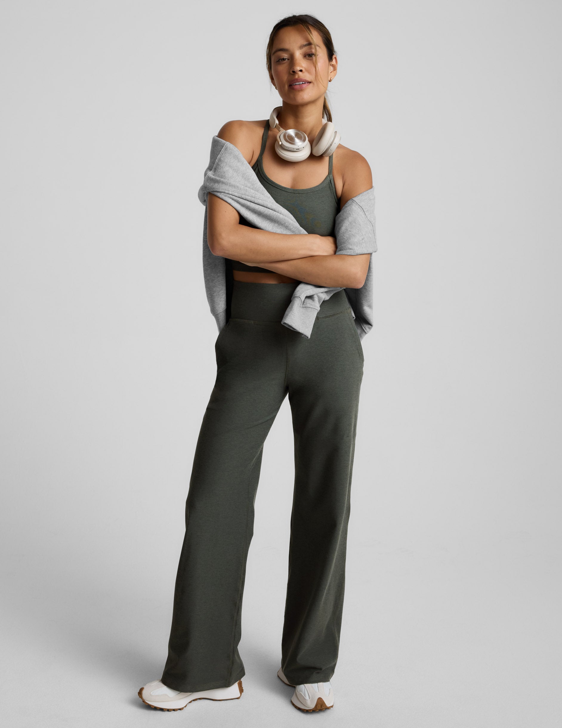 Spacedye™ Laid Back Wide Leg Pant 29" - Dusty Forest Heather