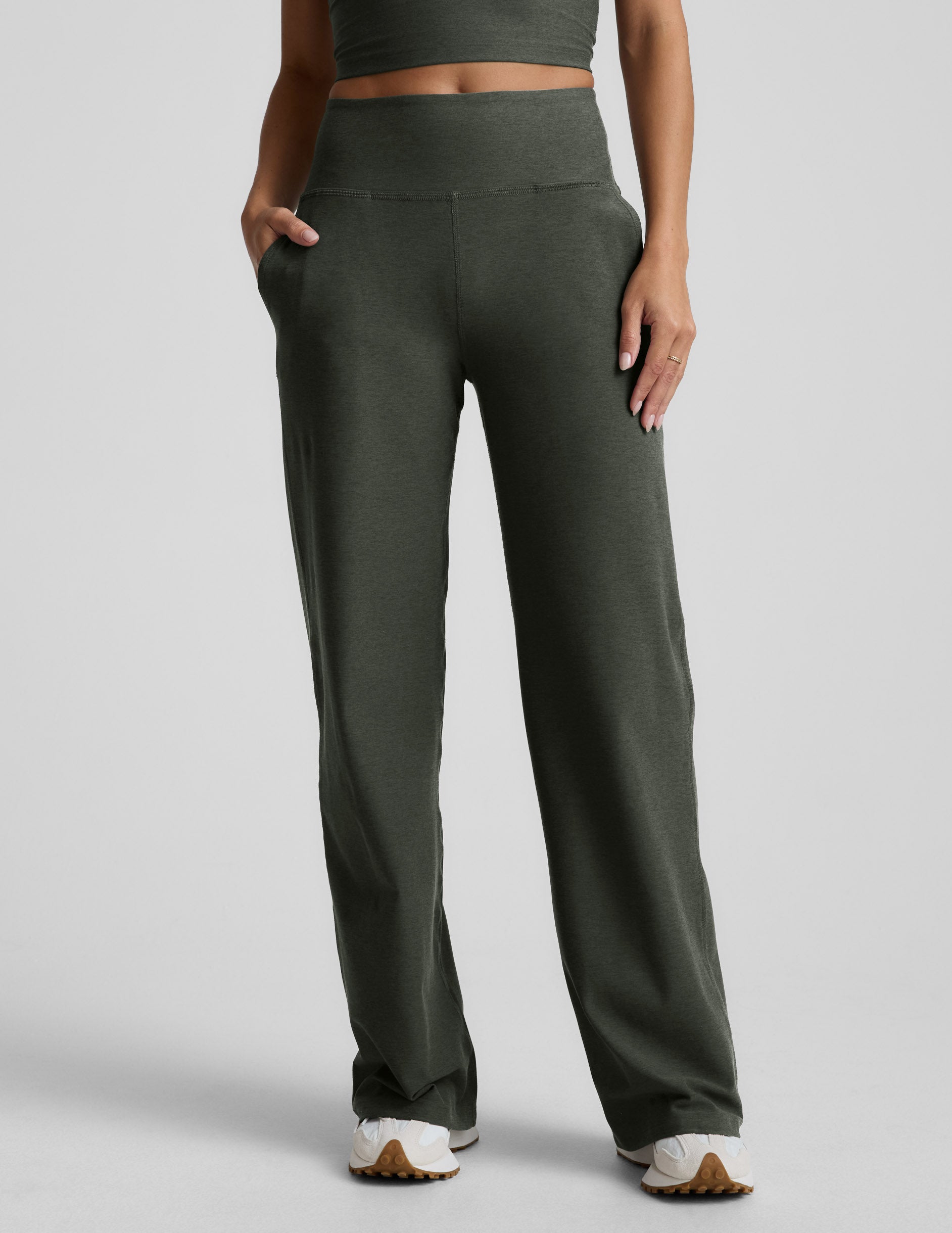 Spacedye™ Laid Back Wide Leg Pant 29" - Dusty Forest Heather
