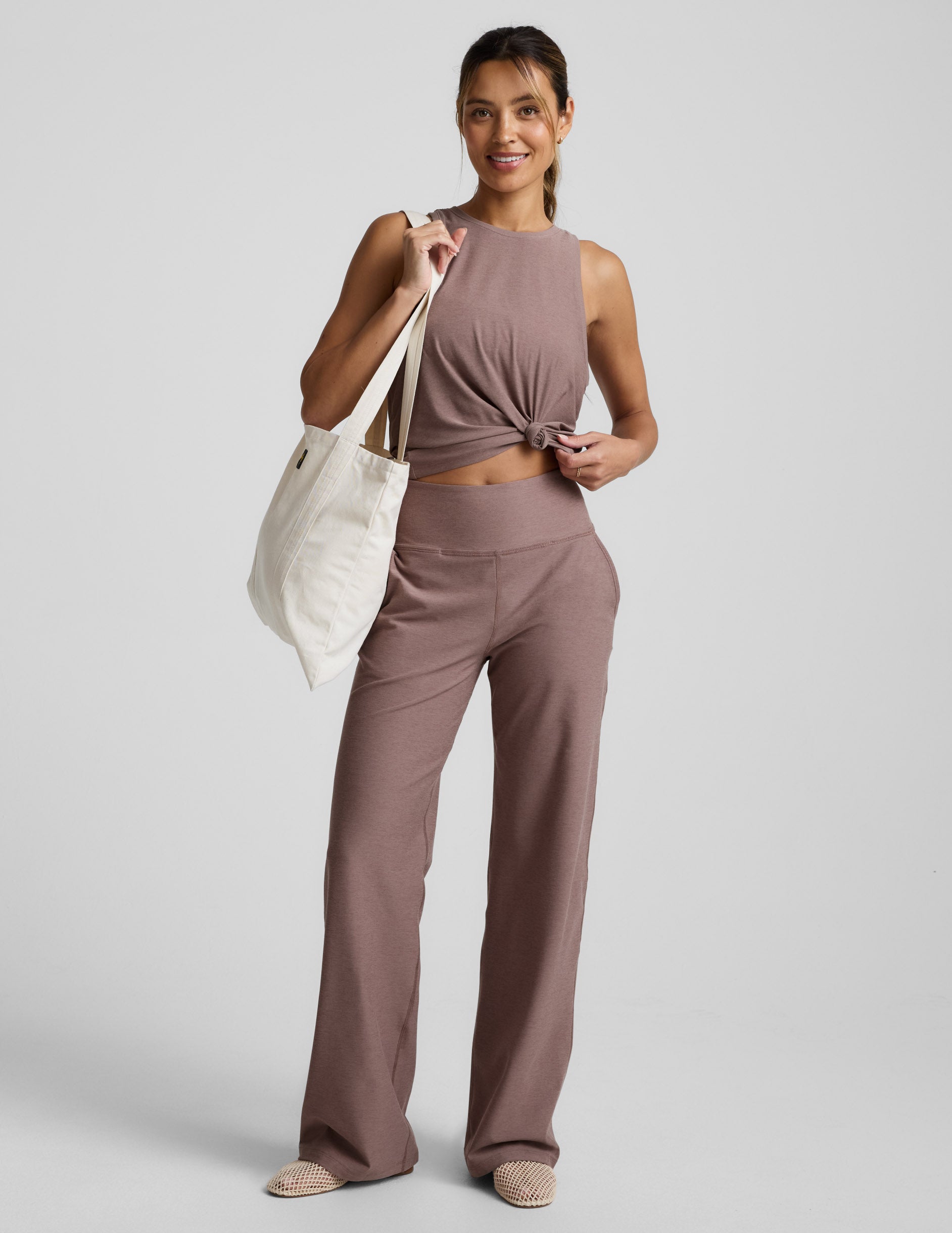 Spacedye™ Laid Back Wide Leg Pant 31" - Rosey Taupe Heather