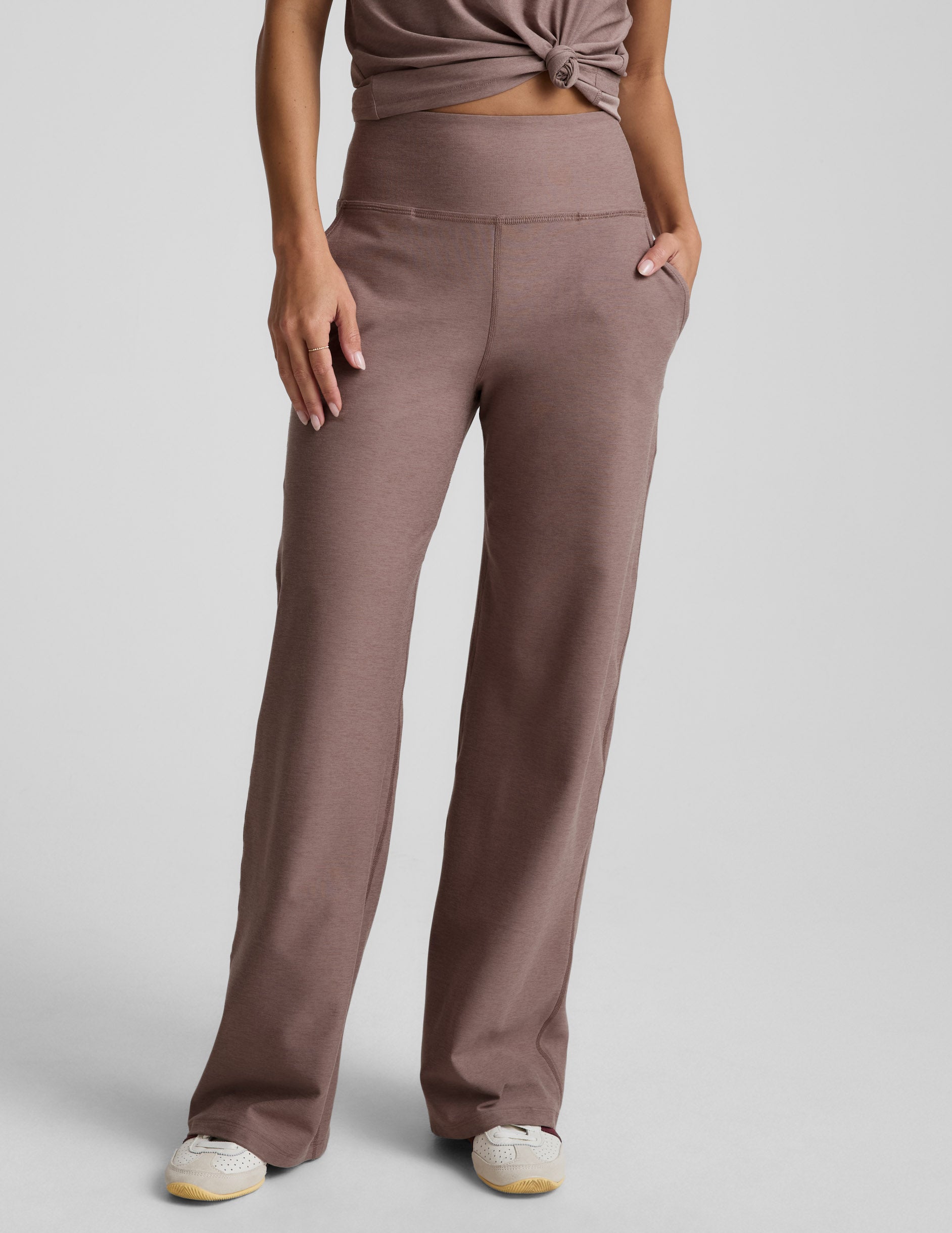 Spacedye™ Laid Back Wide Leg Pant 29" - Rosey Taupe Heather
