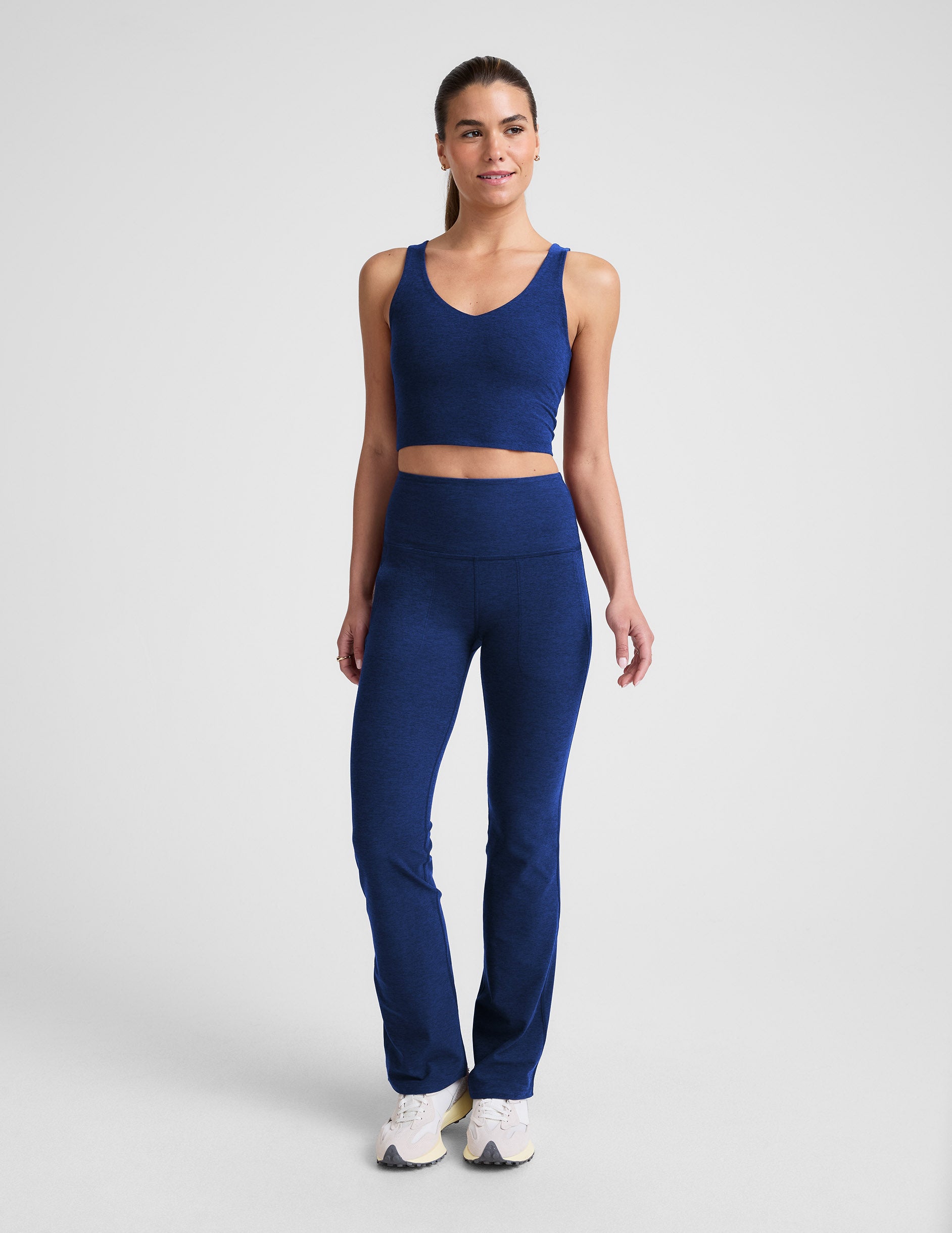 Spacedye™ High Waisted Practice Pocket Bootcut Pant 31" - Marine Blue Heather
