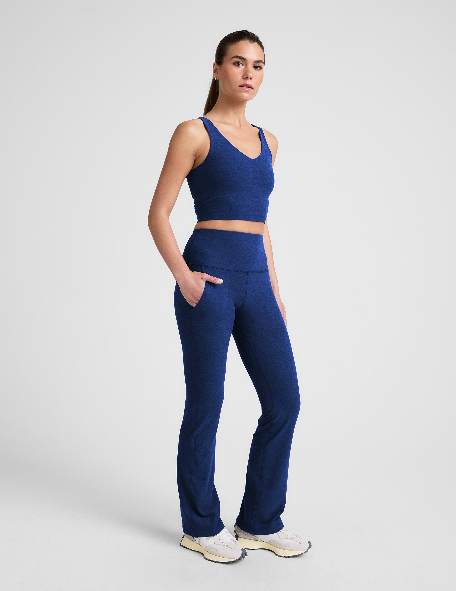 Spacedye™ High Waisted Practice Pocket Bootcut Pant 31" - Marine Blue Heather
