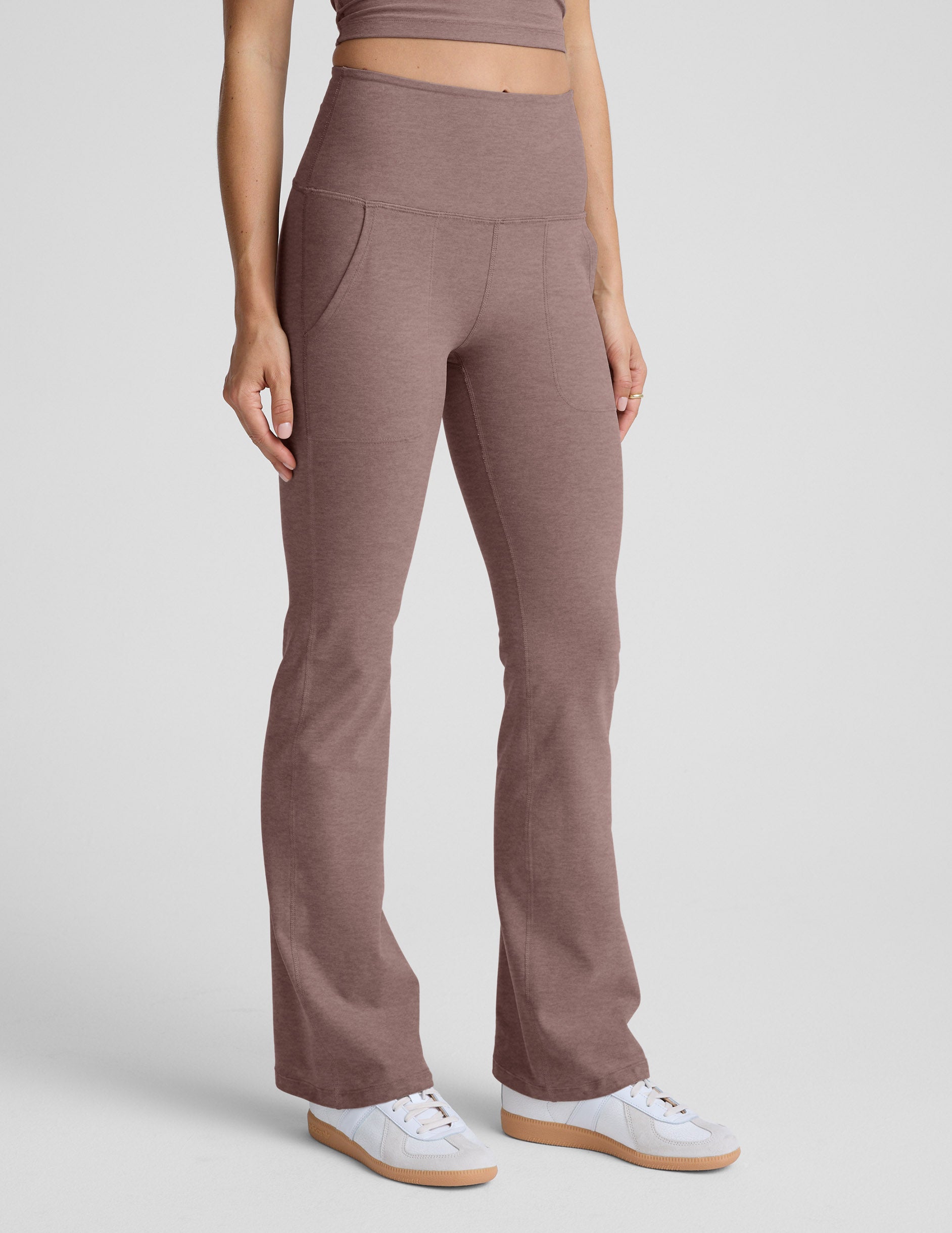Spacedye™ High Waisted Practice Pocket Bootcut Pant 31" - Rosey Taupe Heather