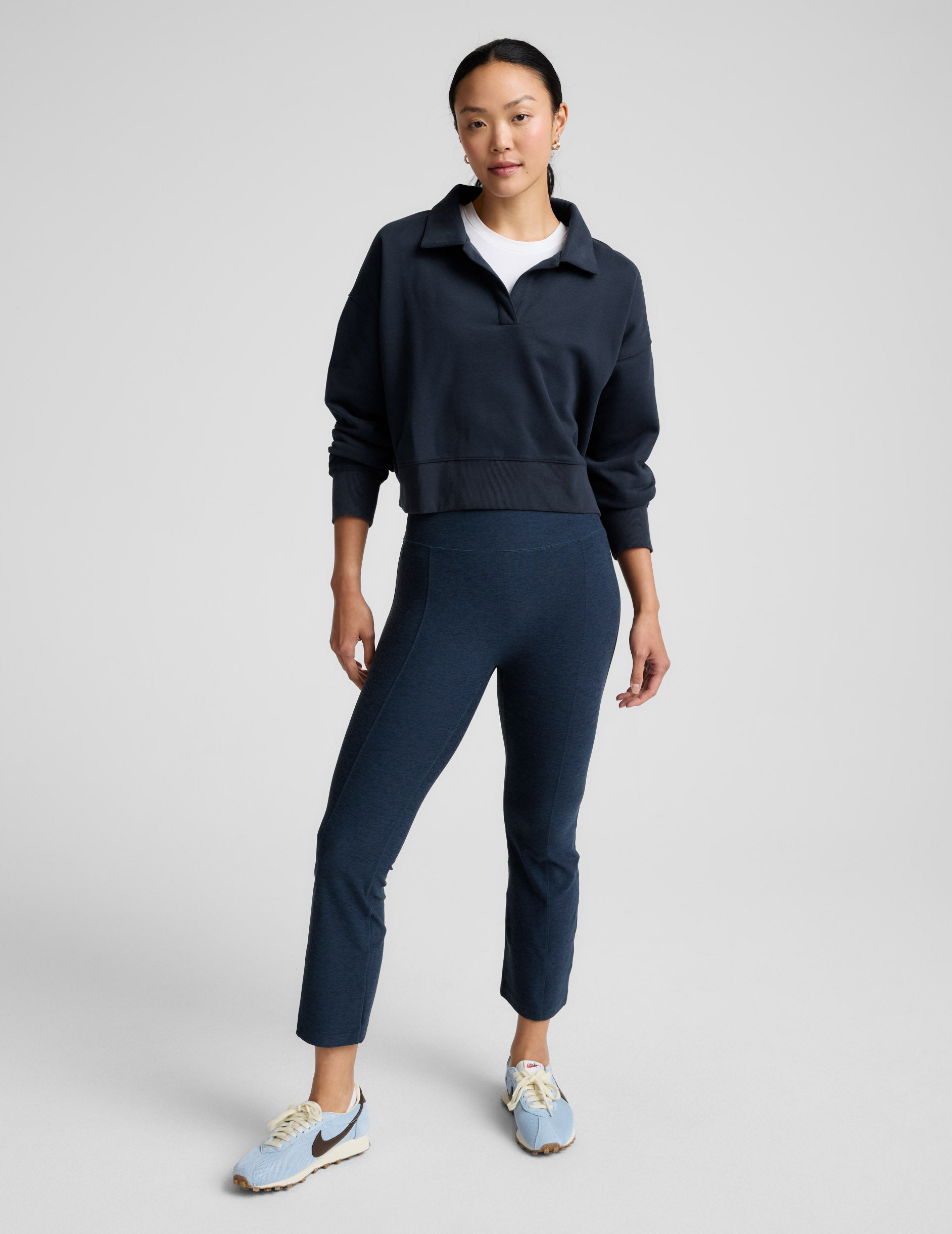 Spacedye™ Pintuck Kick Flare High Waisted Pant - Nocturnal Navy