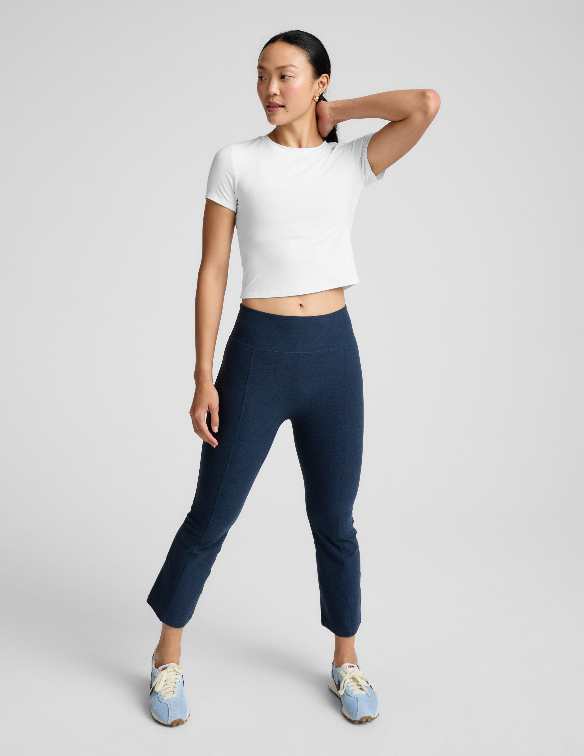 Spacedye™ Pintuck Kick Flare High Waisted Pant - Nocturnal Navy