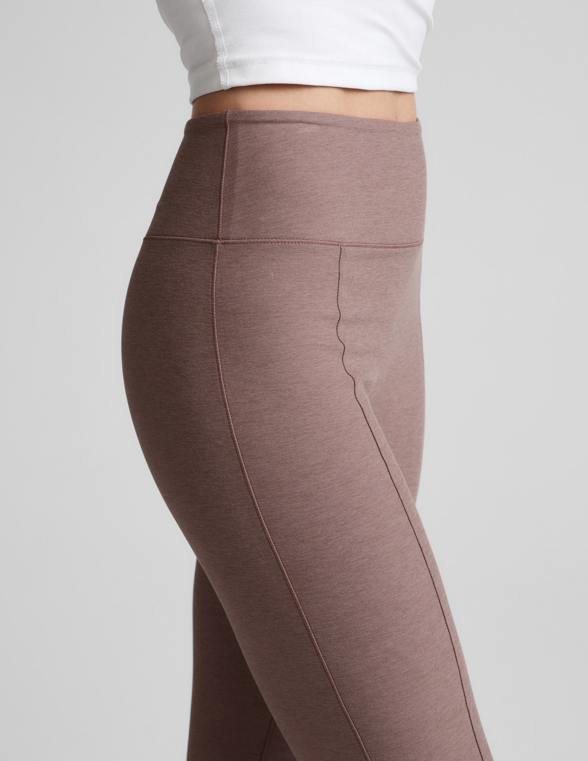 Spacedye™ Pintuck Kick Flare High Waisted Pant - Rosey Taupe Heather