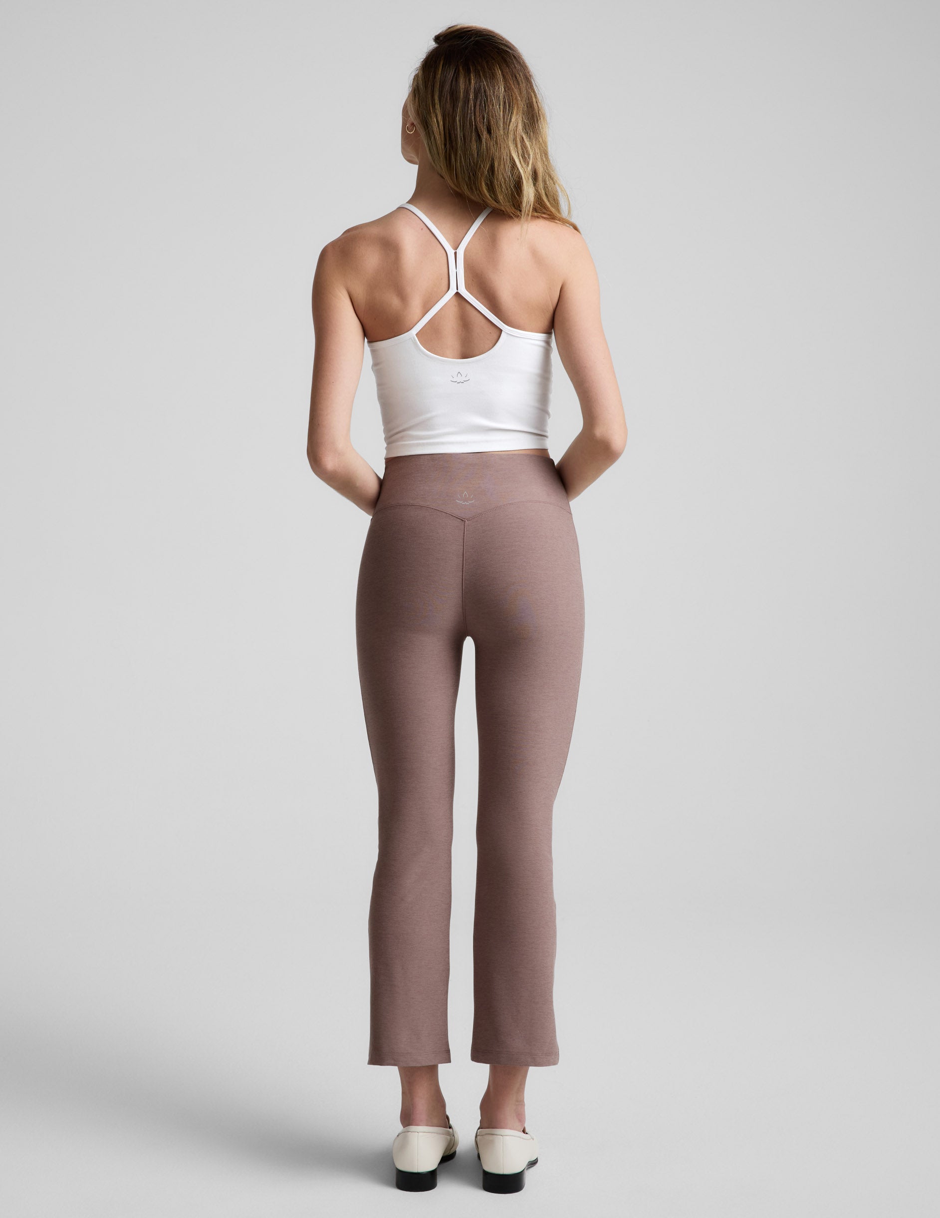 Spacedye™ Pintuck Kick Flare High Waisted Pant - Rosey Taupe Heather