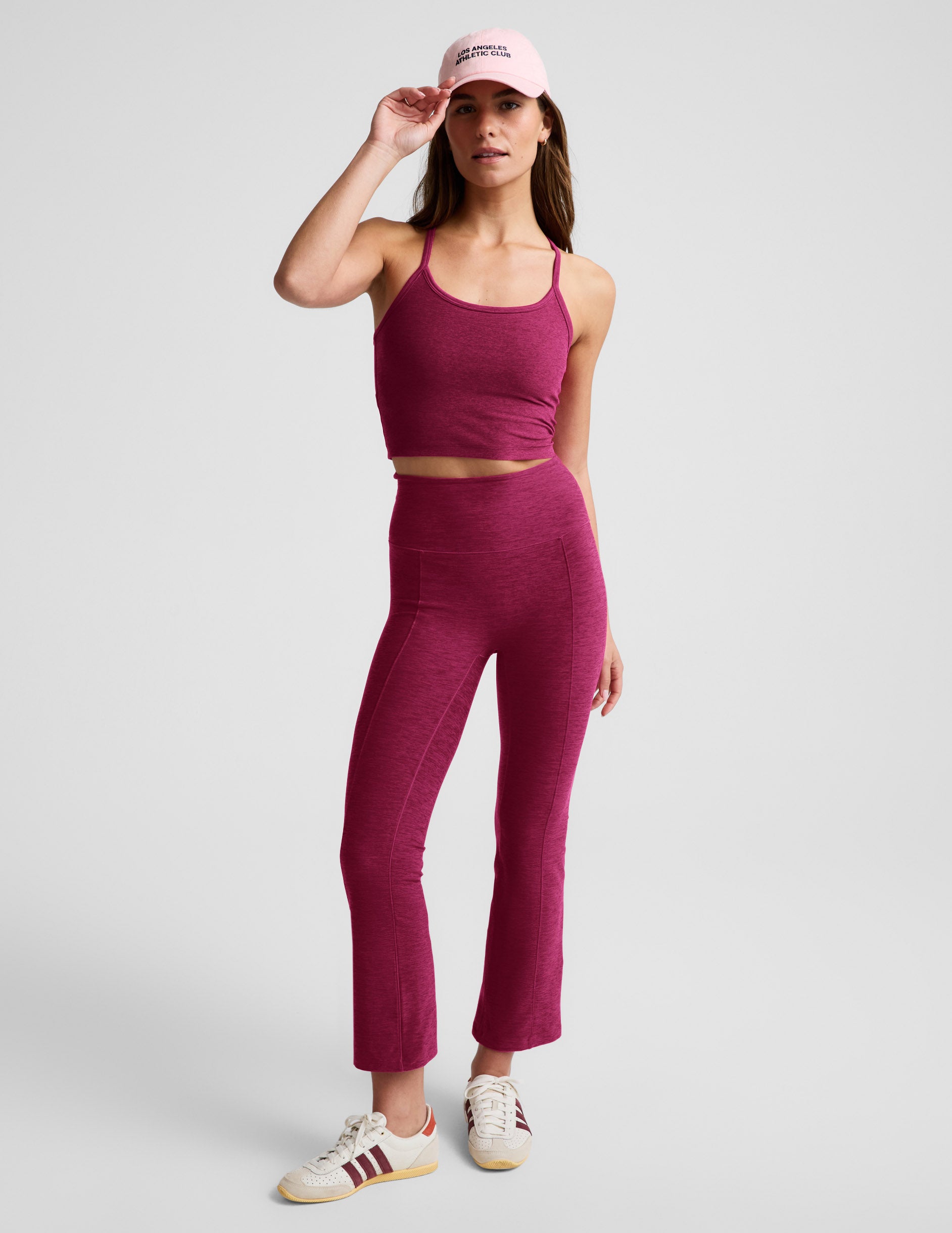 Spacedye™ Pintuck Kick Flare High Waisted Pant - Sangria Heather