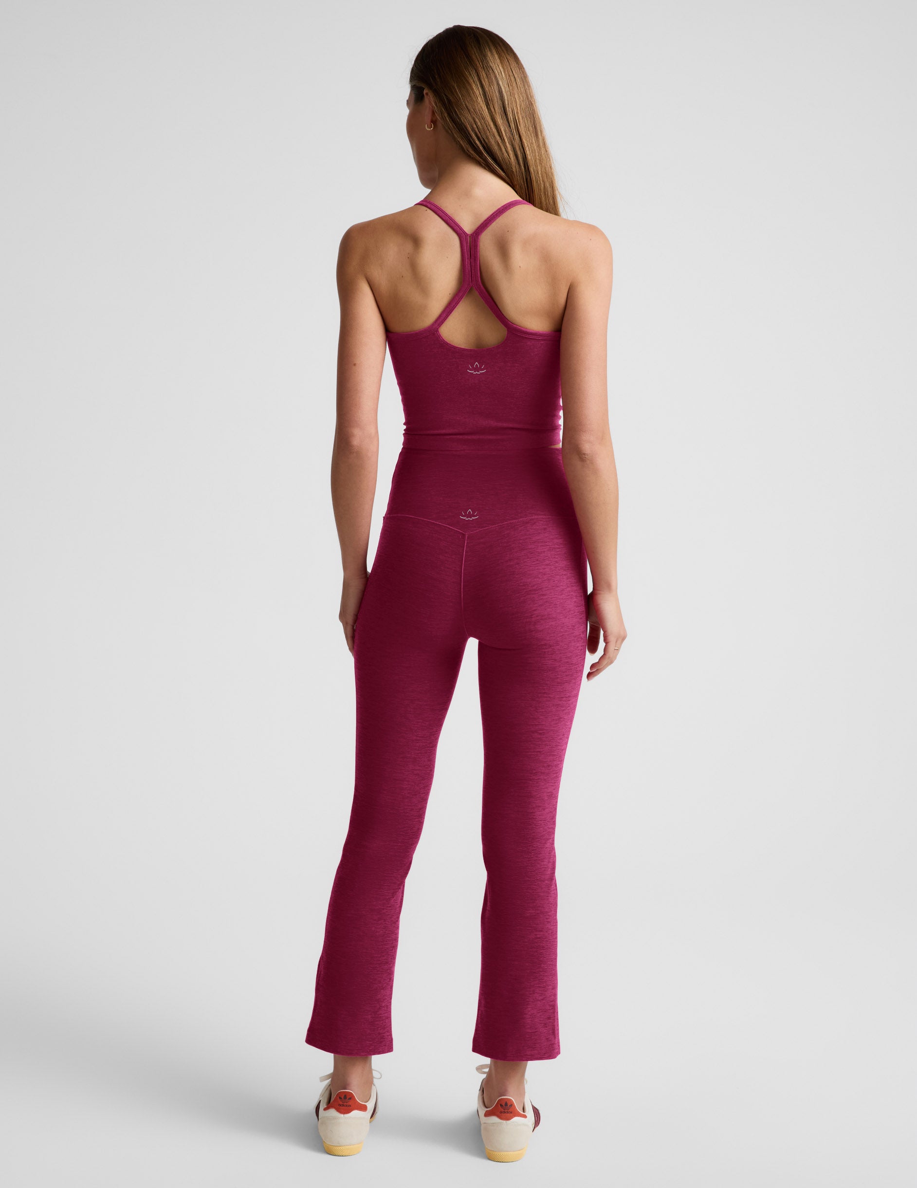 Spacedye™ Pintuck Kick Flare High Waisted Pant - Sangria Heather