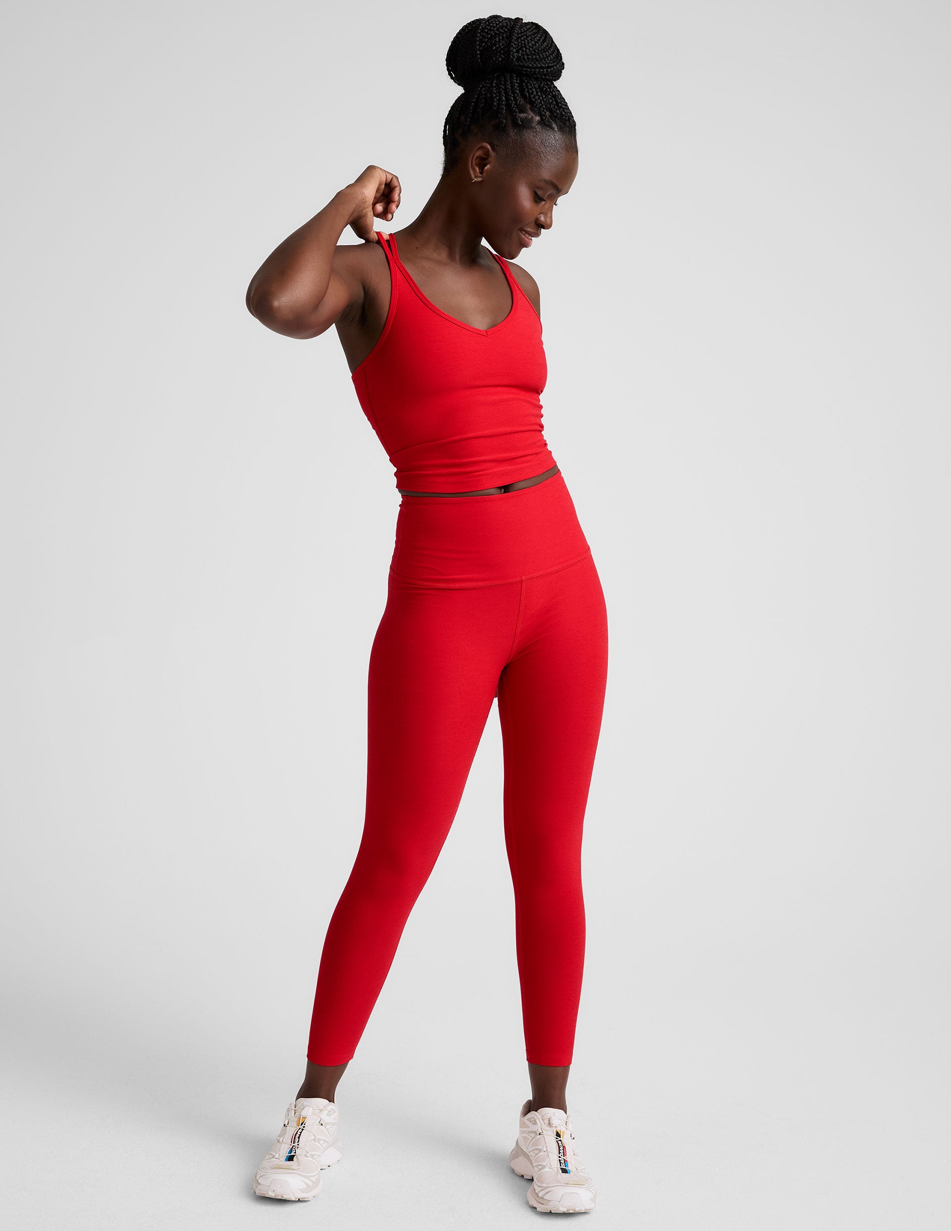 Spacedye™ Walk And Talk High Waisted Capri Legging - Candy Apple Red Heather
