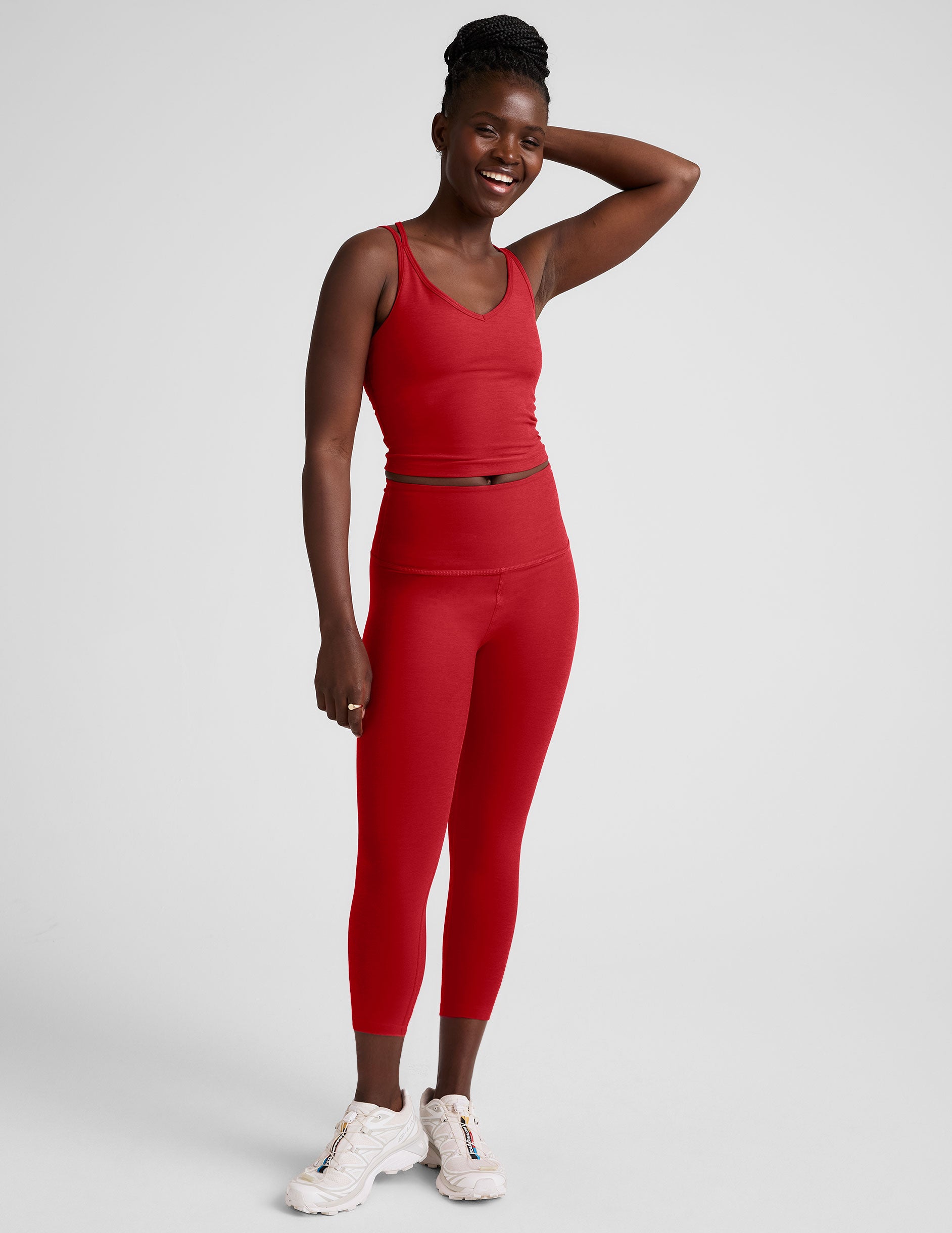 Spacedye™ Walk And Talk High Waisted Capri Legging - Holly Red Heather