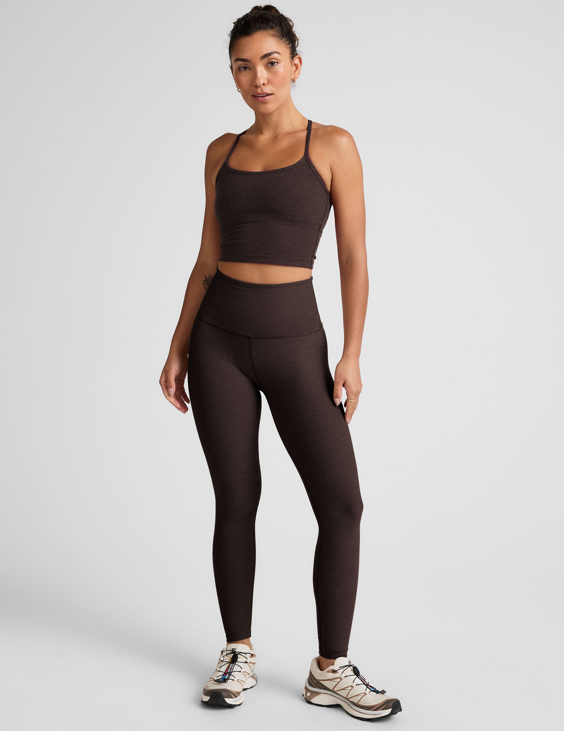 Spacedye™ Slim Racerback Cropped Tank - Dark Chocolate Heather