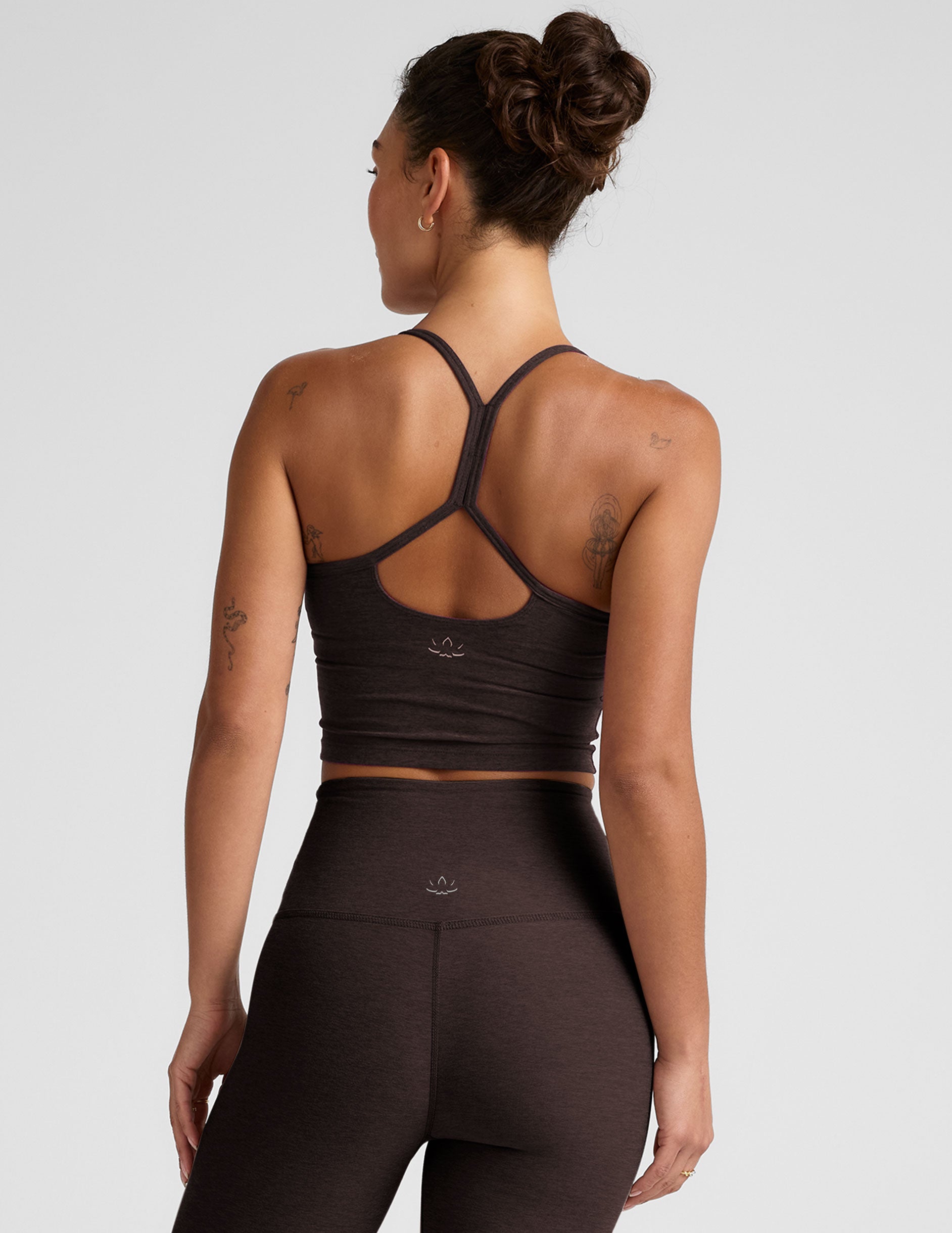 Spacedye™ Slim Racerback Cropped Tank - Dark Chocolate Heather