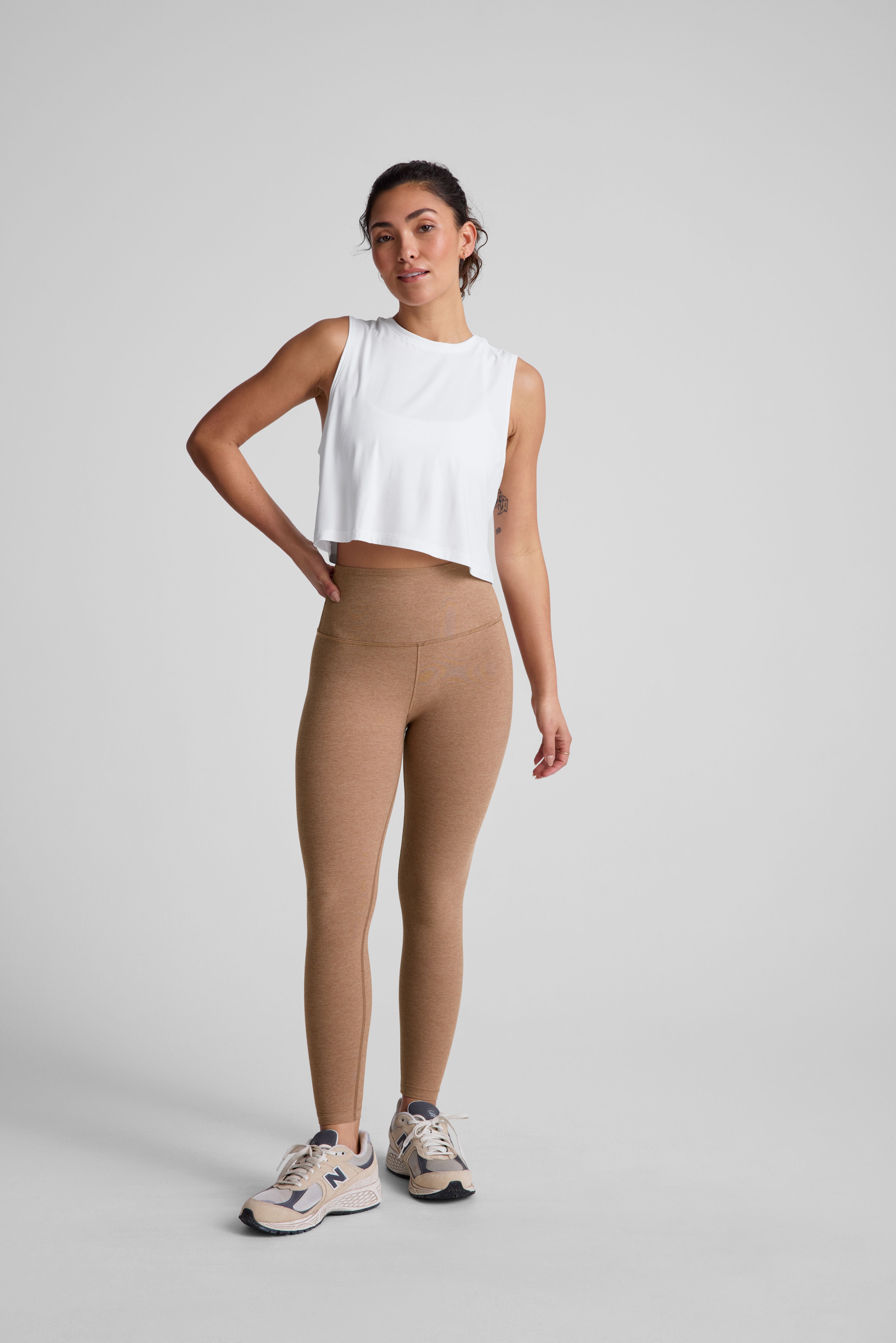 Spacedye™ Caught In The Midi High Waisted Legging - Desert Sand Heather