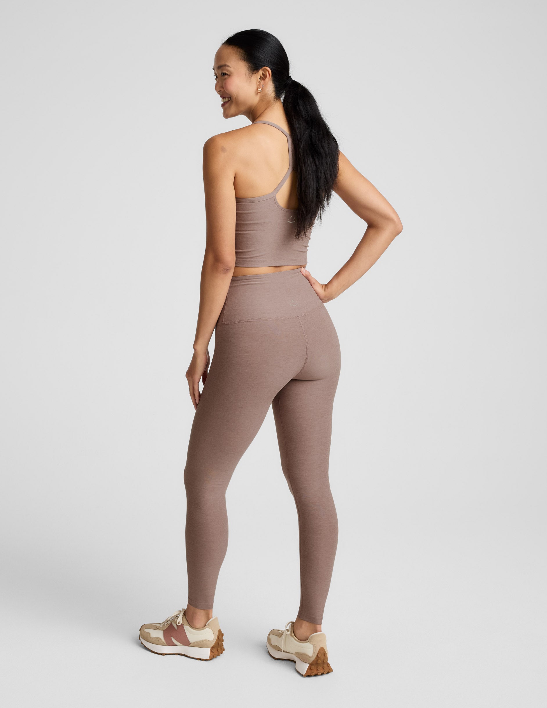 Spacedye™ Caught In The Midi High Waisted Legging - Rosey Taupe Heather