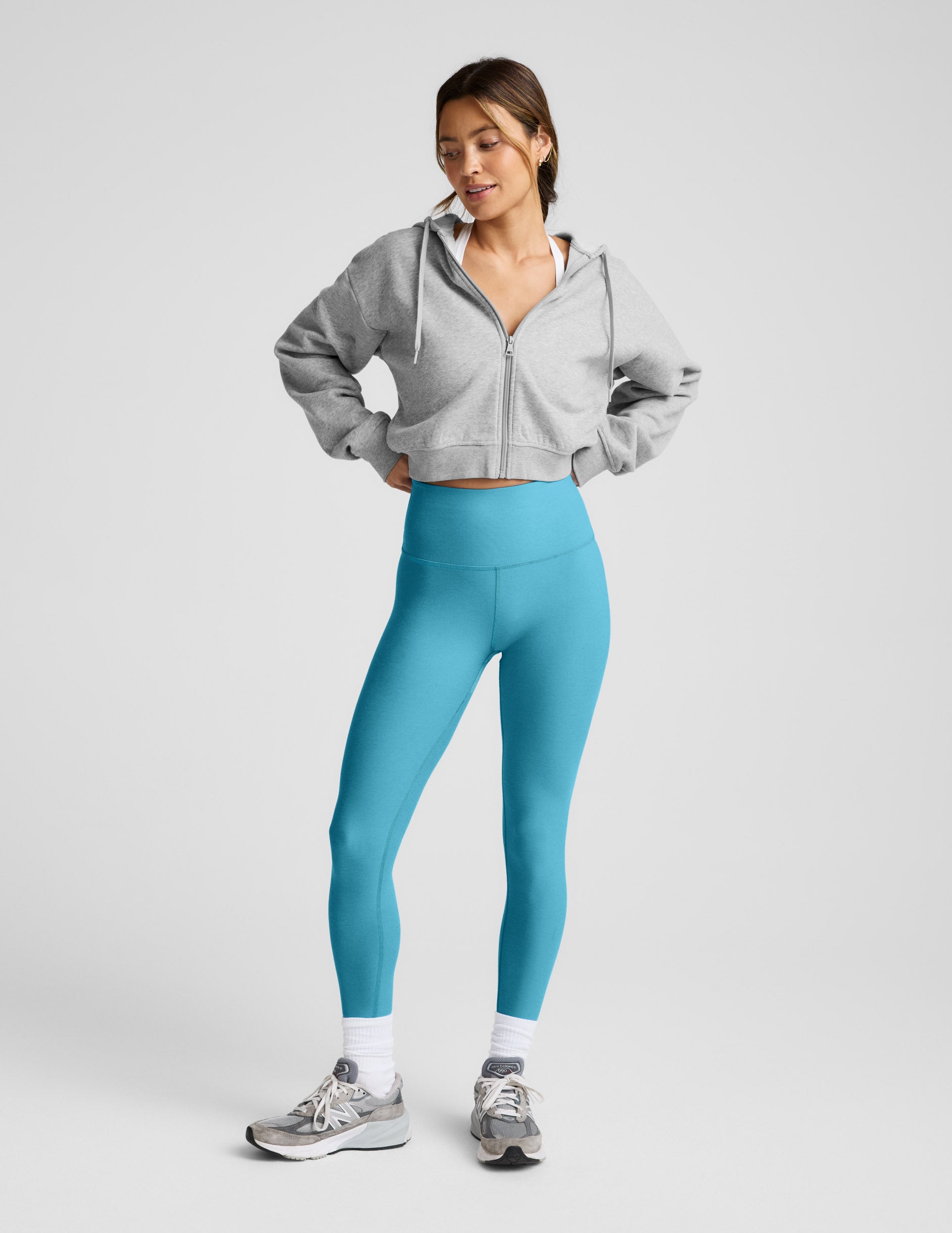Spacedye™ Caught In The Midi High Waisted Legging - Surfer Blue Heather