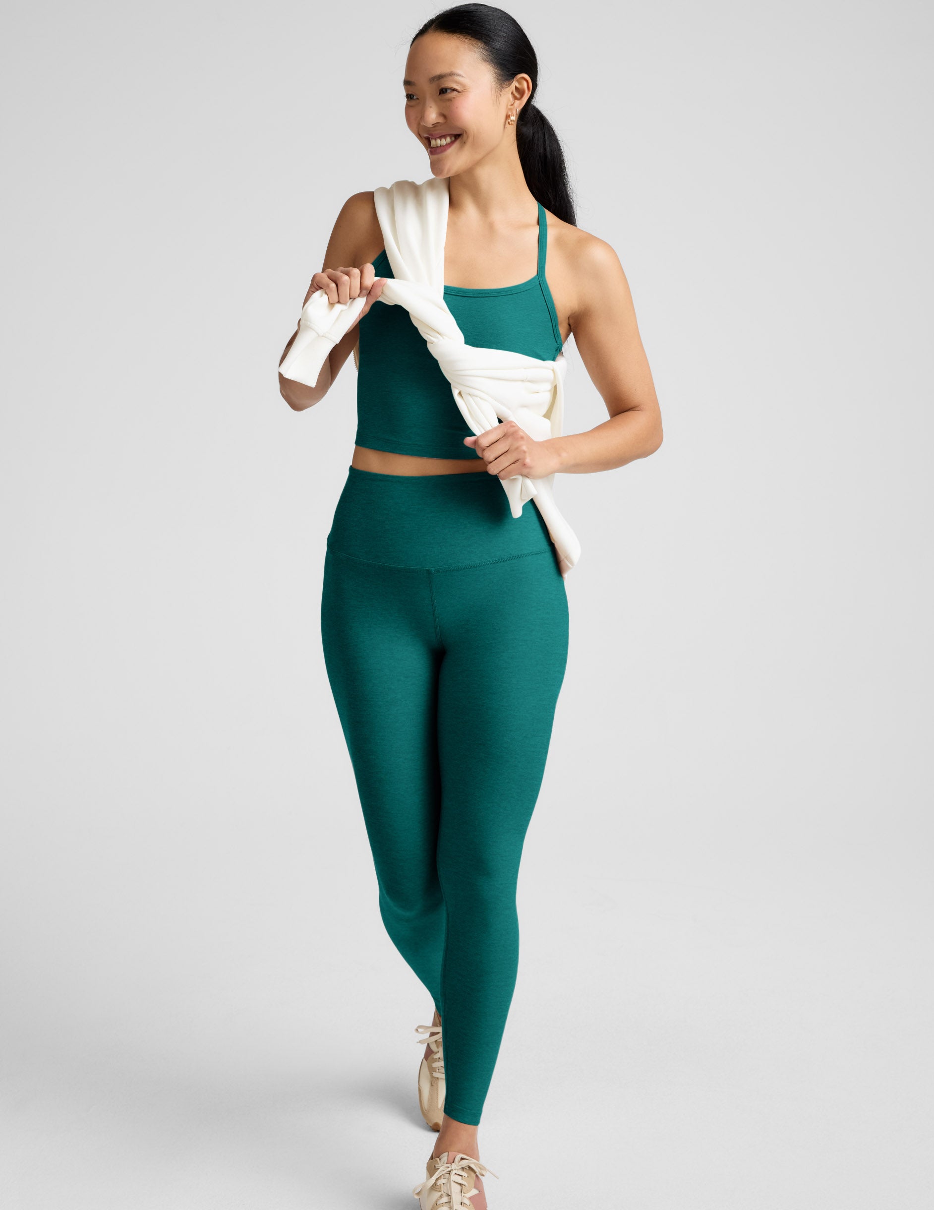 Spacedye™ Caught In The Midi High Waisted Legging - Teal Sea Heather