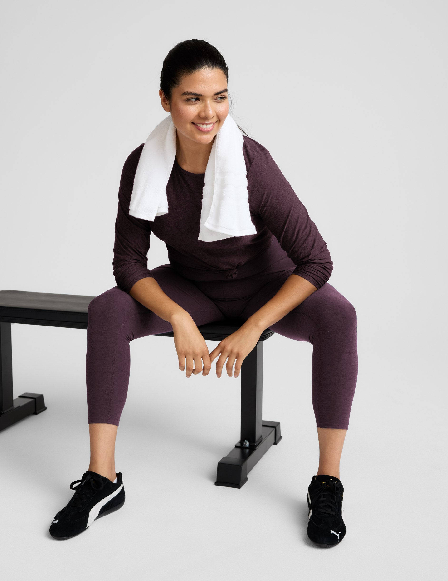 Spacedye™ Caught In The Midi High Waisted Legging - Eggplant Purple Heather