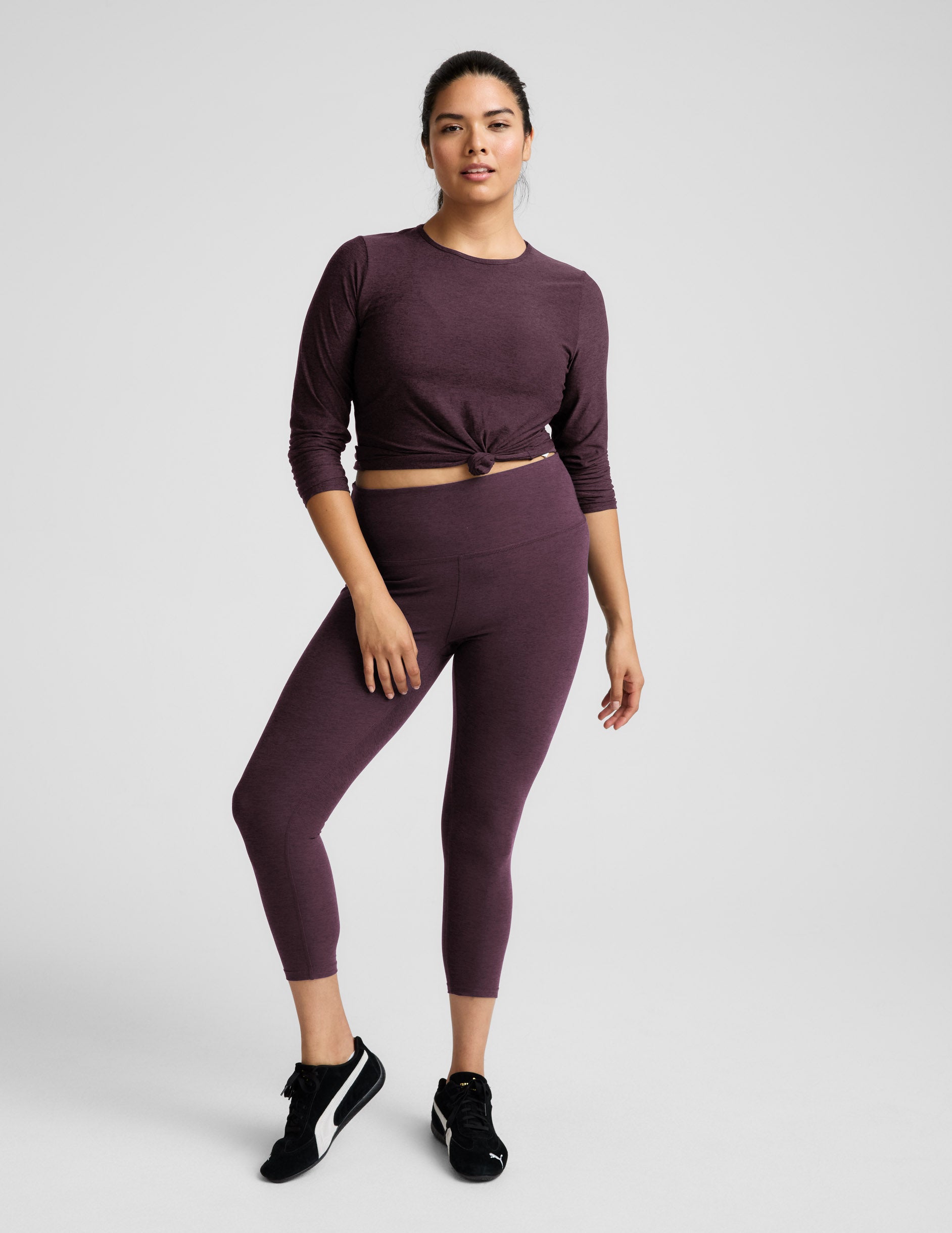 Spacedye™ Caught In The Midi High Waisted Legging - Eggplant Purple Heather